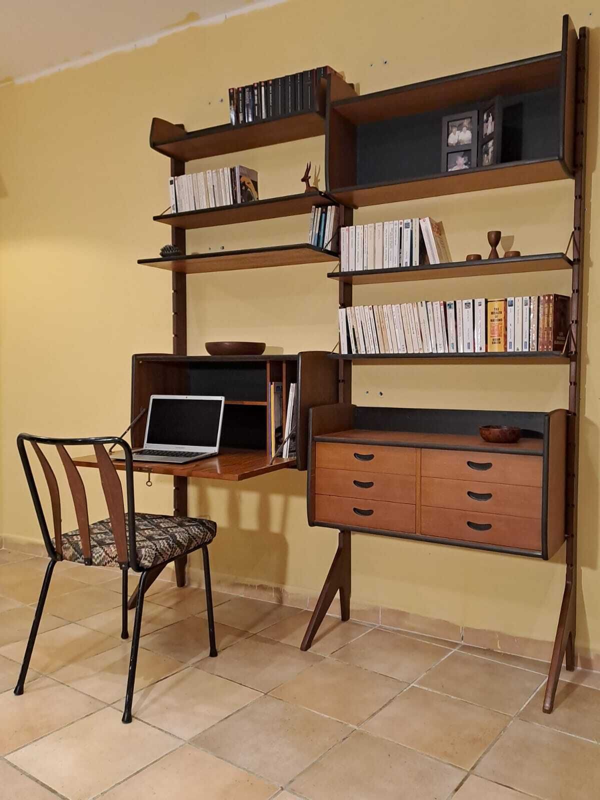 Bibliothèque sur pied Ergo avec secrétaire, scandinave mid-century, années 1960 photo vinterior