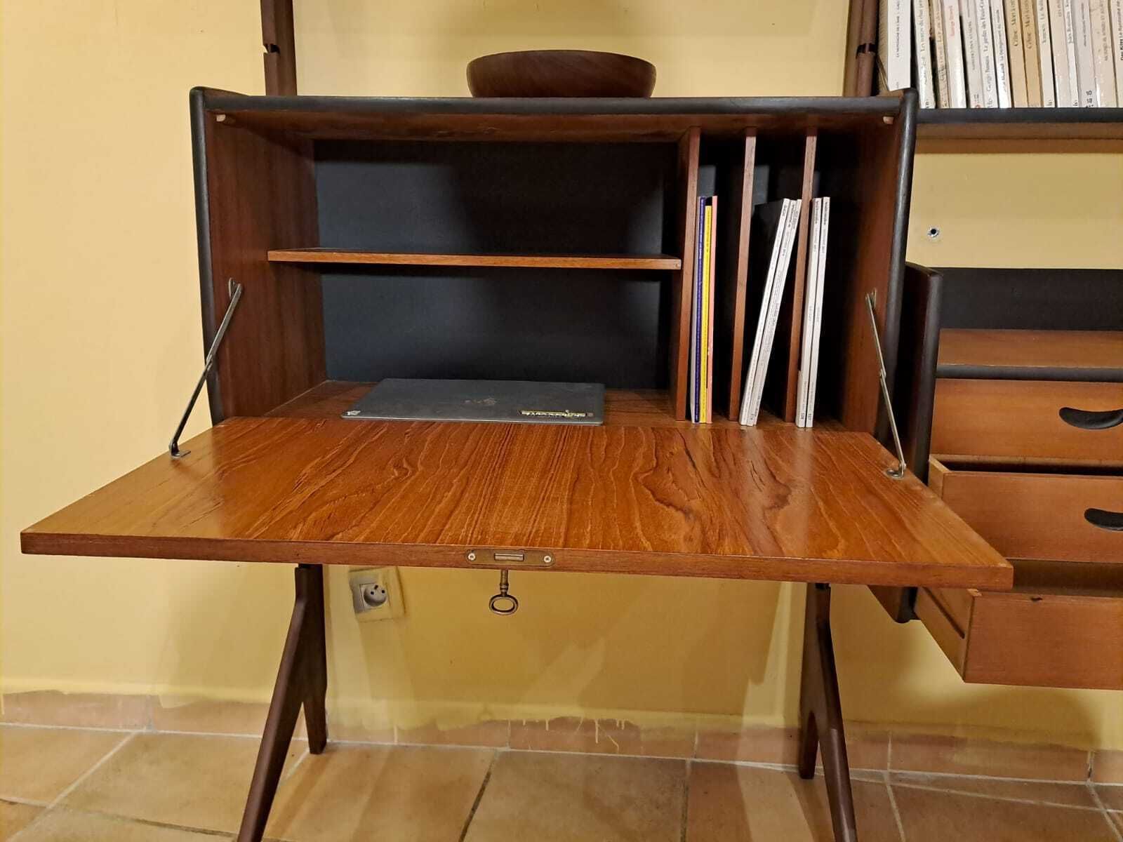 2100.0 Bibliothèque sur pied Ergo avec secrétaire, scandinave mid-century, années 1960 photo