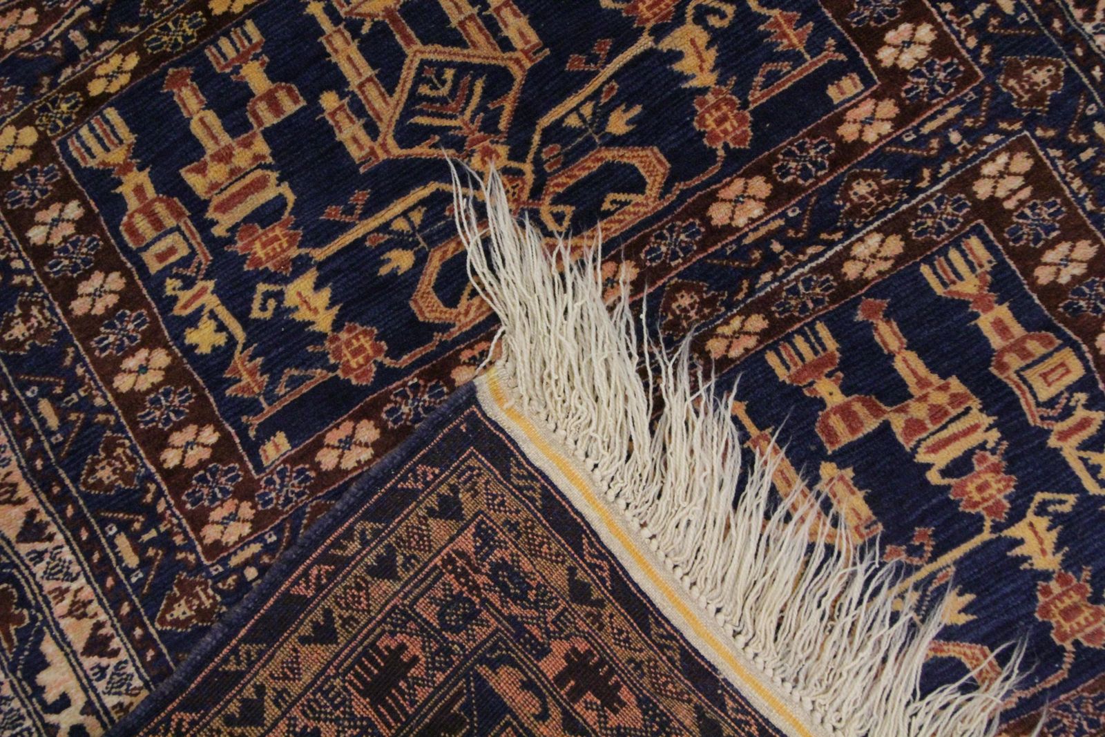 Tapis d'Orient Baluch tissé main, laine bleue, tapis de salon traditionnel photo vinterior