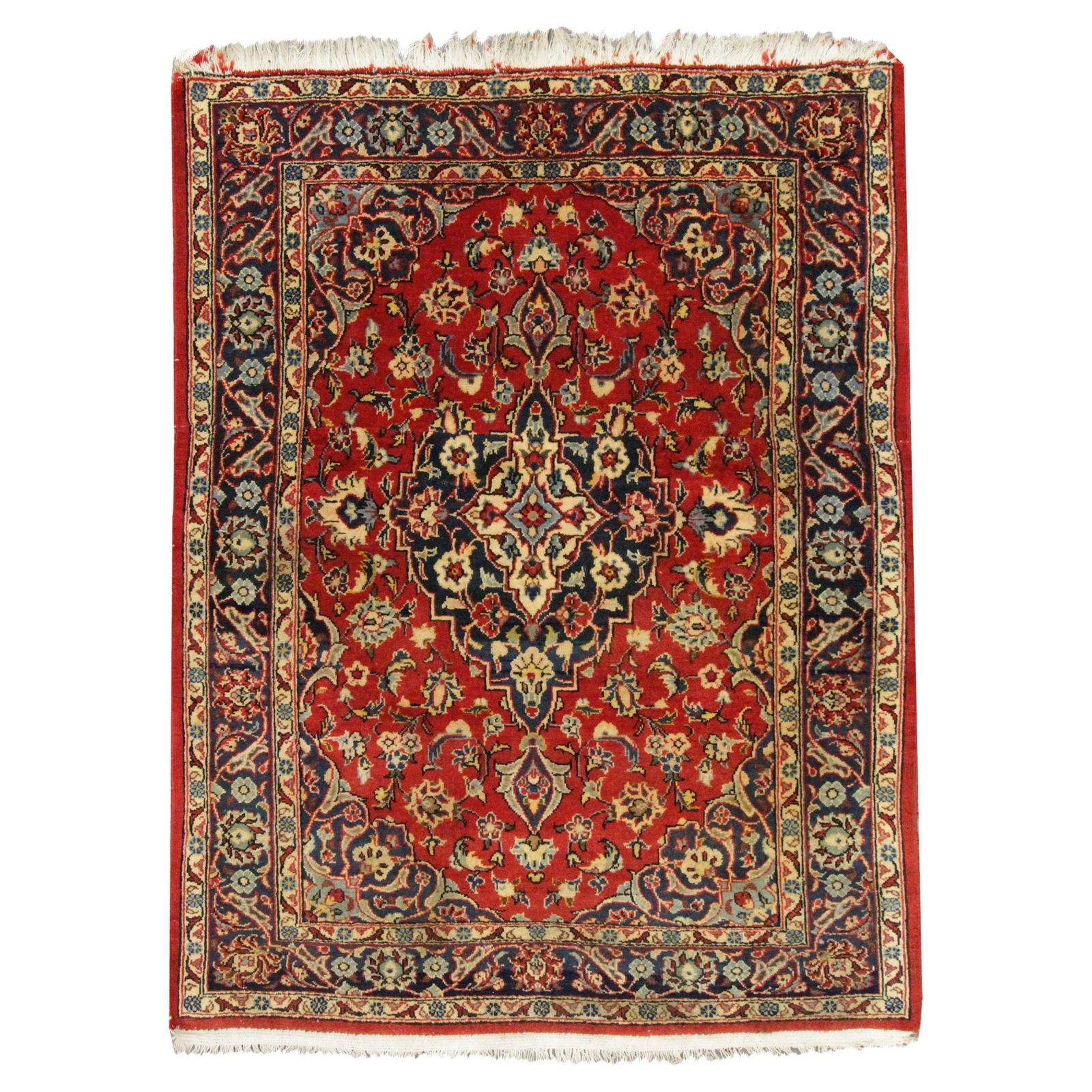 Petit tapis de salon en laine orientale tissé à la main, rouge, traditionnel