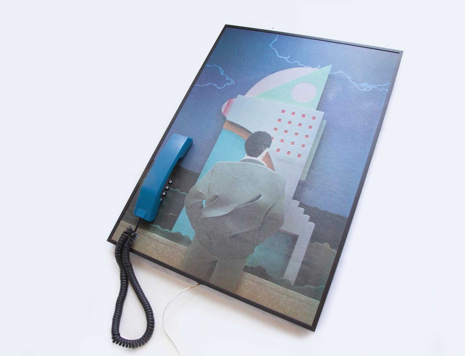 photo buy Wandkunstwerk uit de jaren '80 met telefoon – Memphis-stijl, postmodern, analoge print