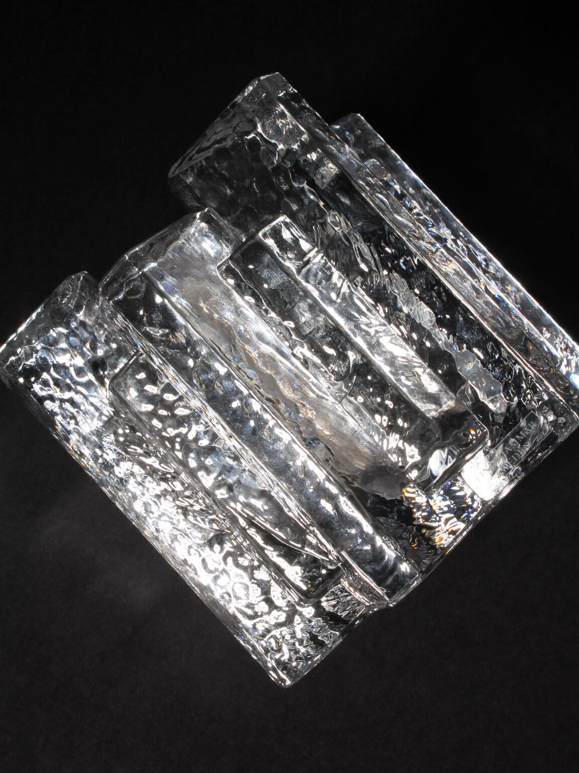 Brutalist Swedish Crystal Glass Candle Holder, Lindshammar Glasswork photo furniture