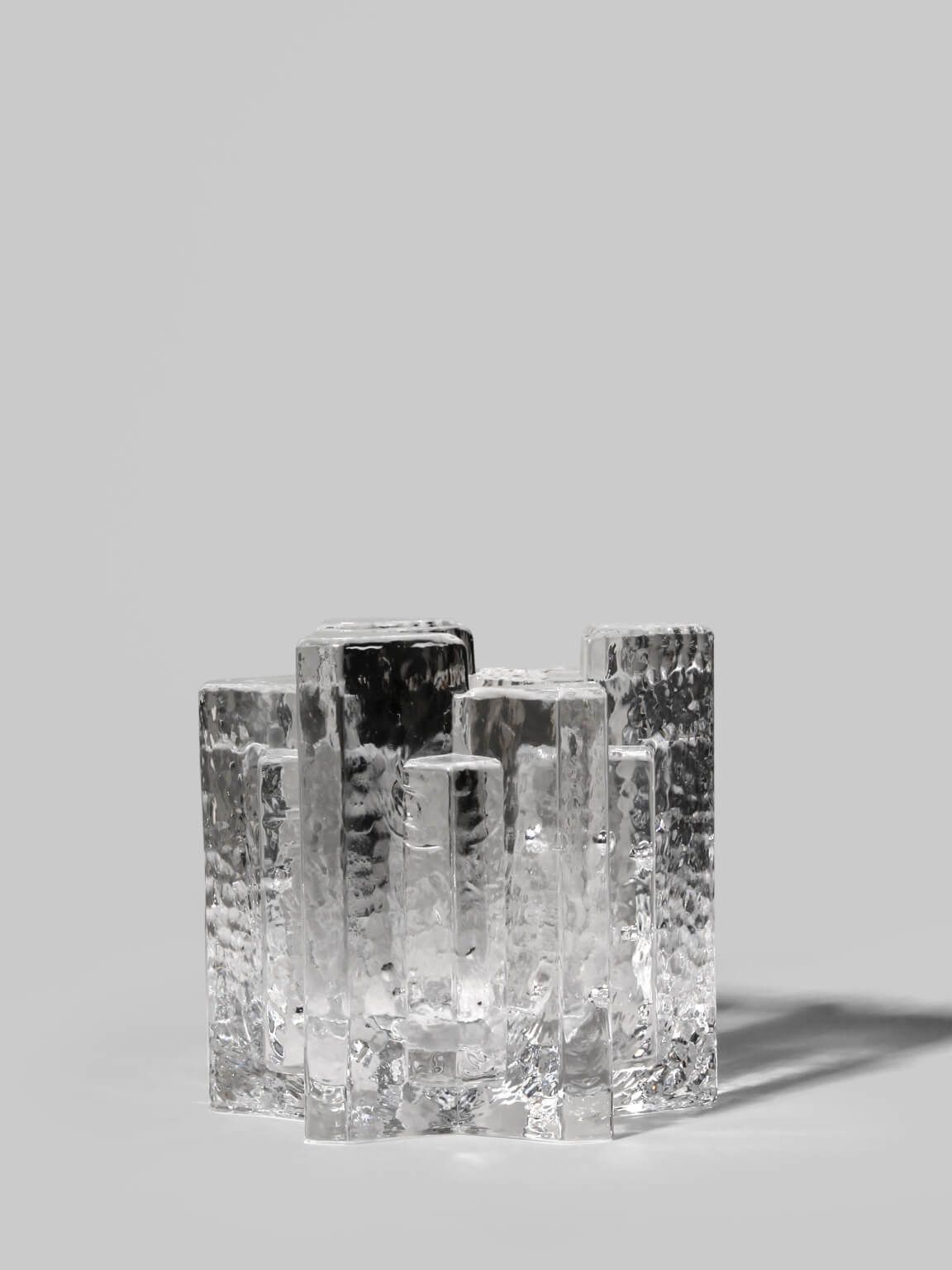 Brutalistisch Zweeds kristallen kandelaar, Lindshammar Glasswork