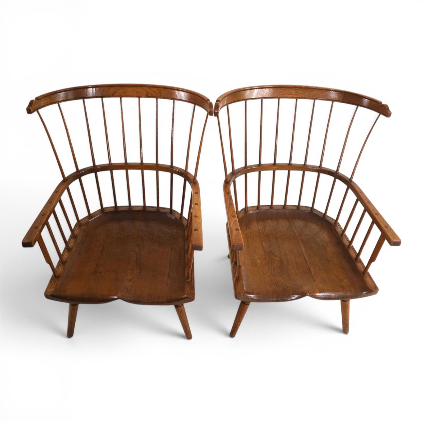 Pair Of Handmade Windsor Lounge Chairs, England, Circa 1960 photo vintage