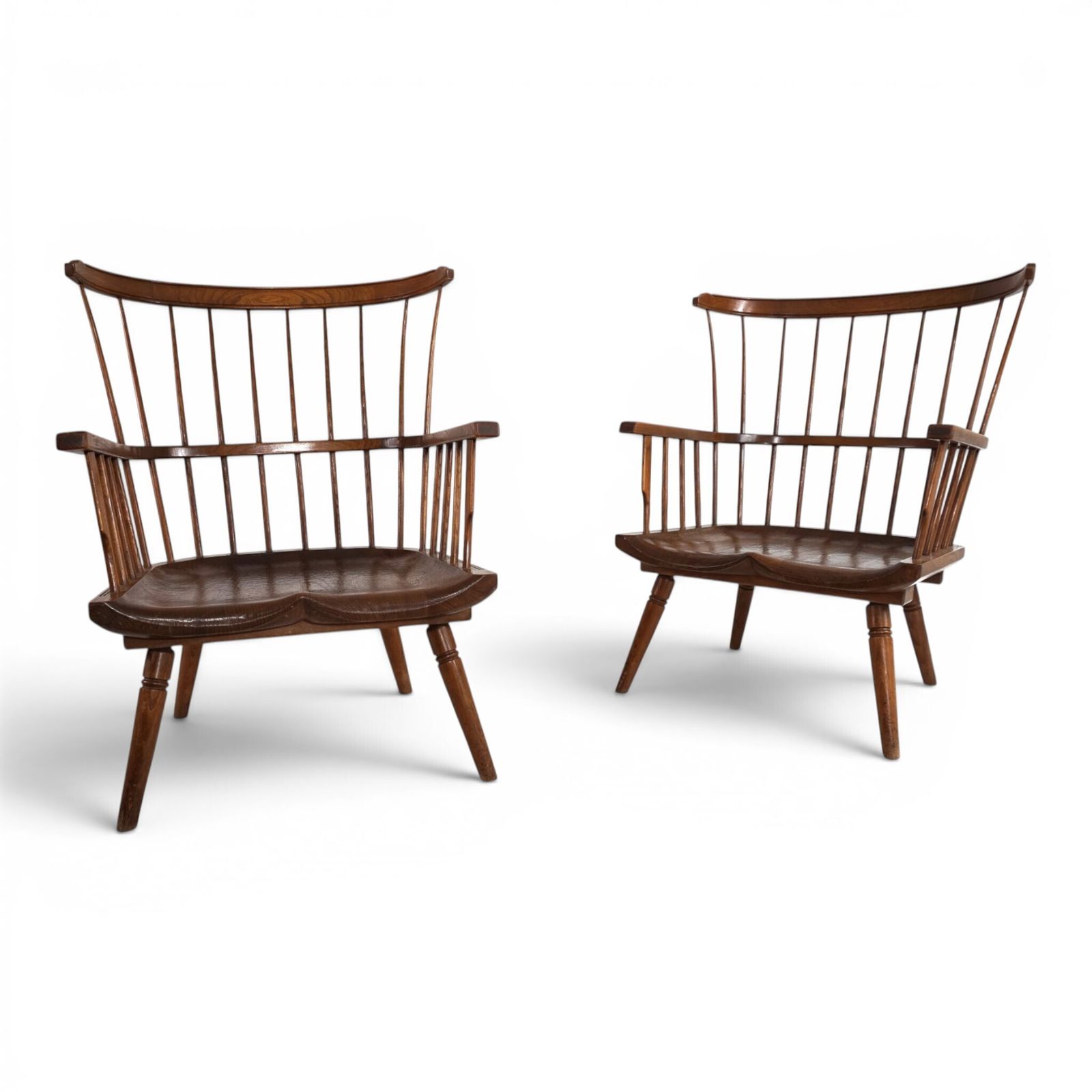 photo for sale Pair Of Handmade Windsor Lounge Chairs, England, Circa 1960