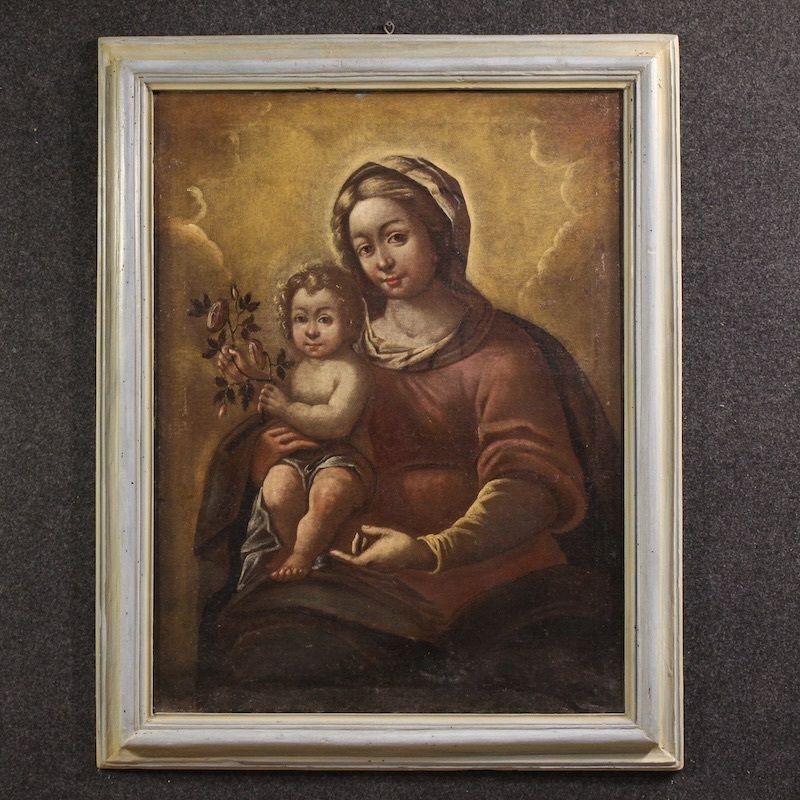 Peinture italienne d'époque, Madone à l'Enfant, XVIIe siècle