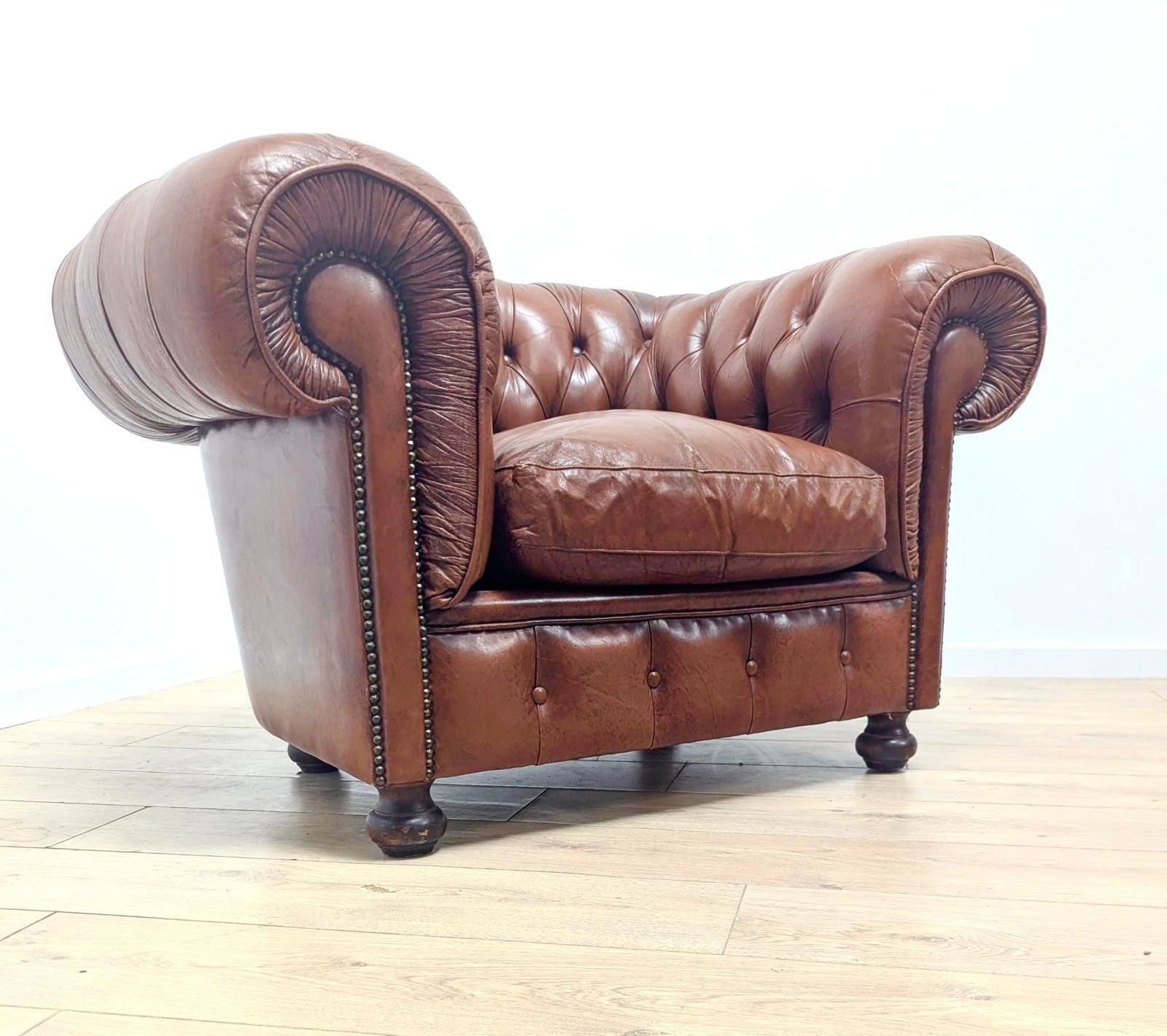 Fauteuil club Chesterfield vintage en cuir Cuba, années 1930 - livraison disponible 0344.