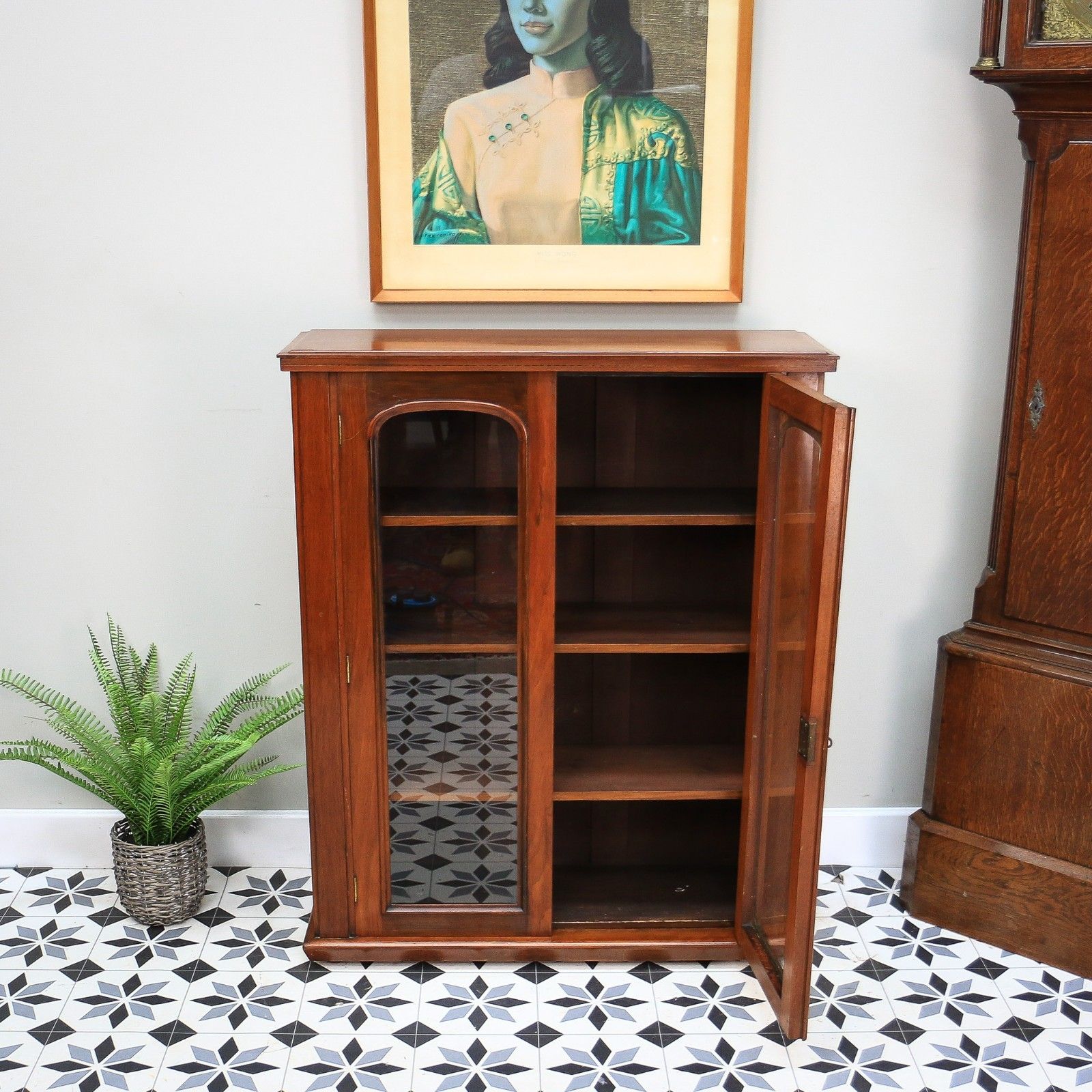 Furniture Antique Bookcase Victorian Glazed Bookcase Cabinet In Mahogany photo