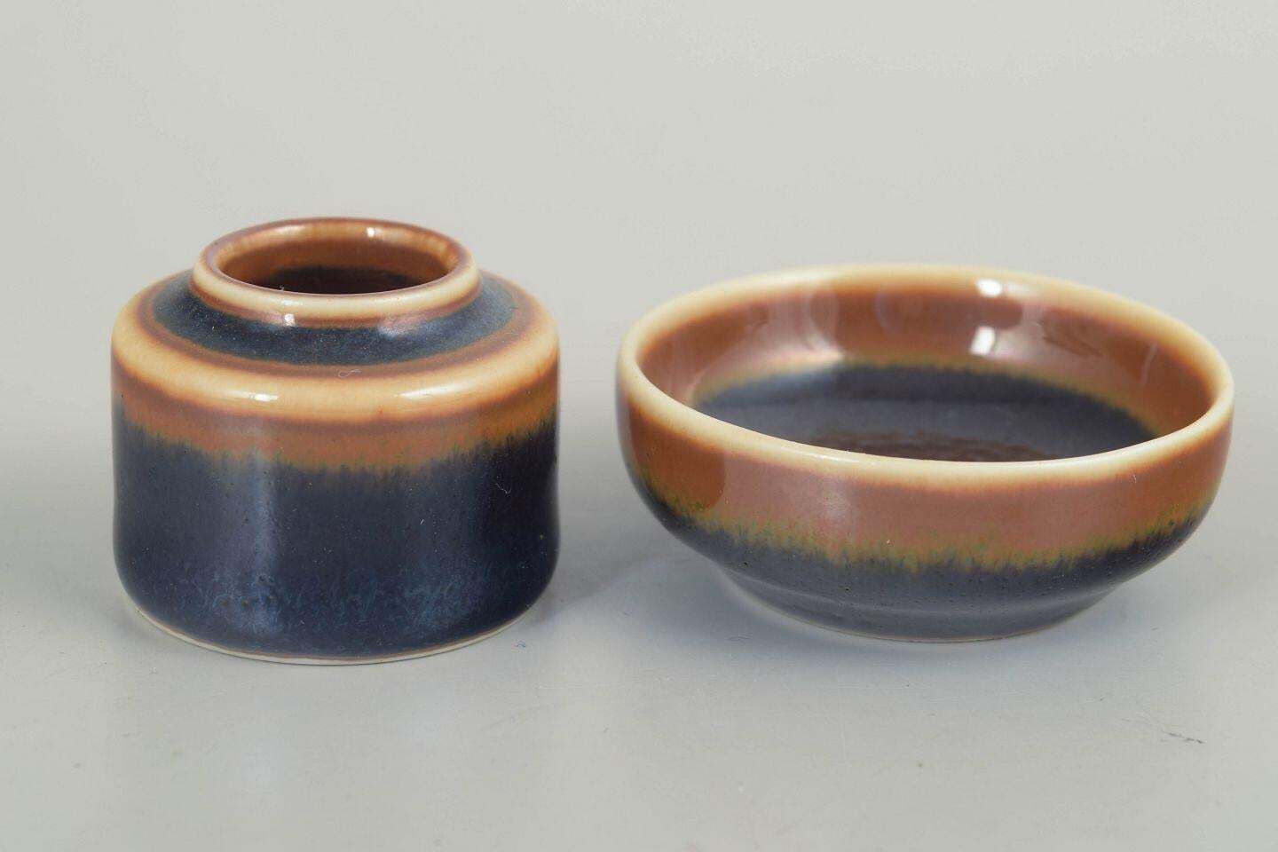 Carl Harry Stålhane, Rörstrand. Miniature Stoneware Vase And Bowl, Mid 20th C. photo furniture