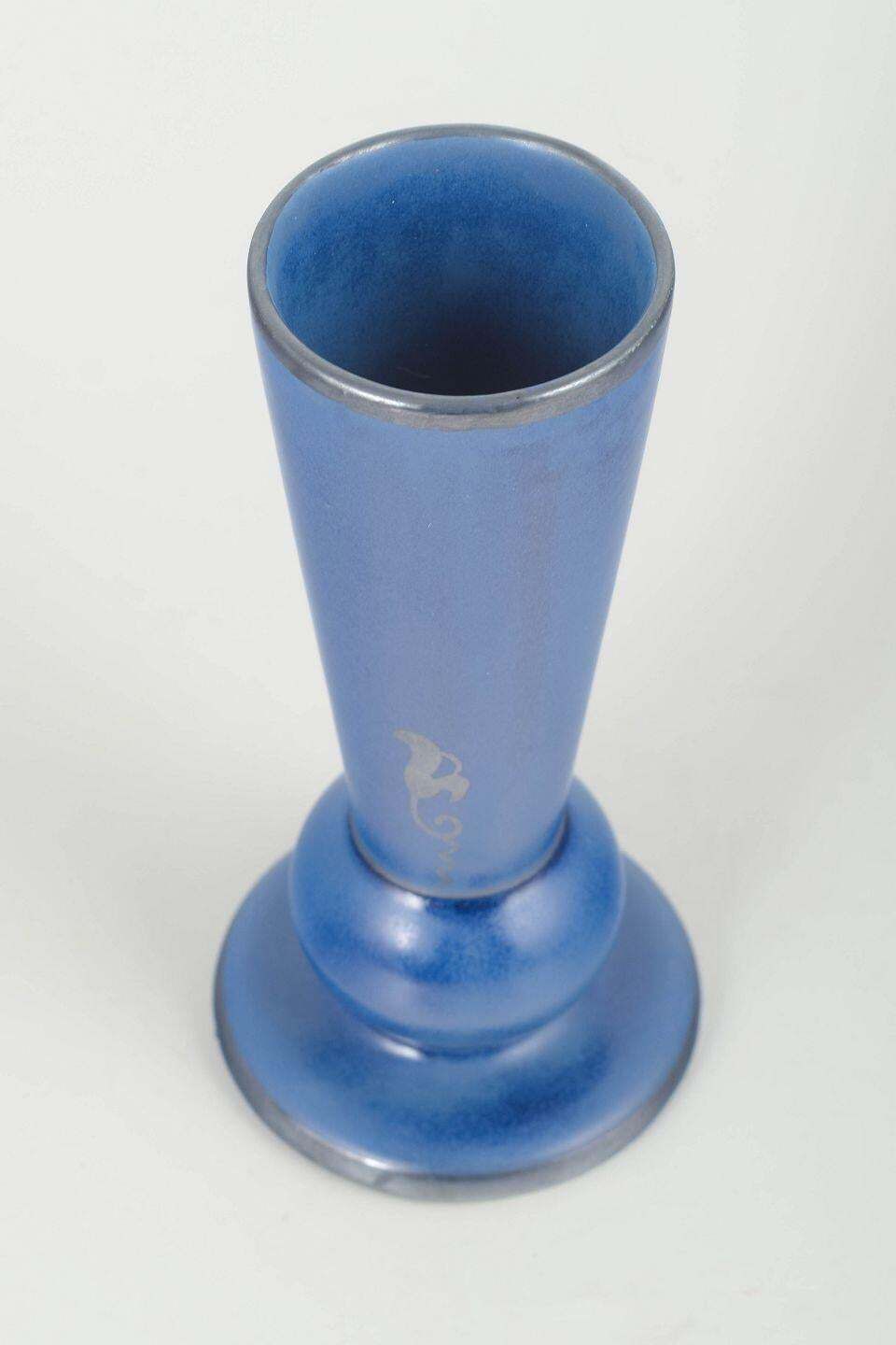 Arabia, Finland. Hoge Vaas in Intens Blauw Glazuur met Gestileerd Motief. Jaren 1960 photo furniture