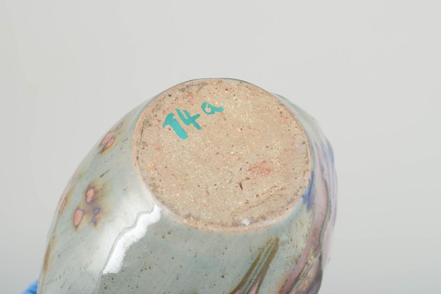 Jepson Pottery. Ceramic Vase With Decorative Relief And Brush Painted Motifs photo Home Decor