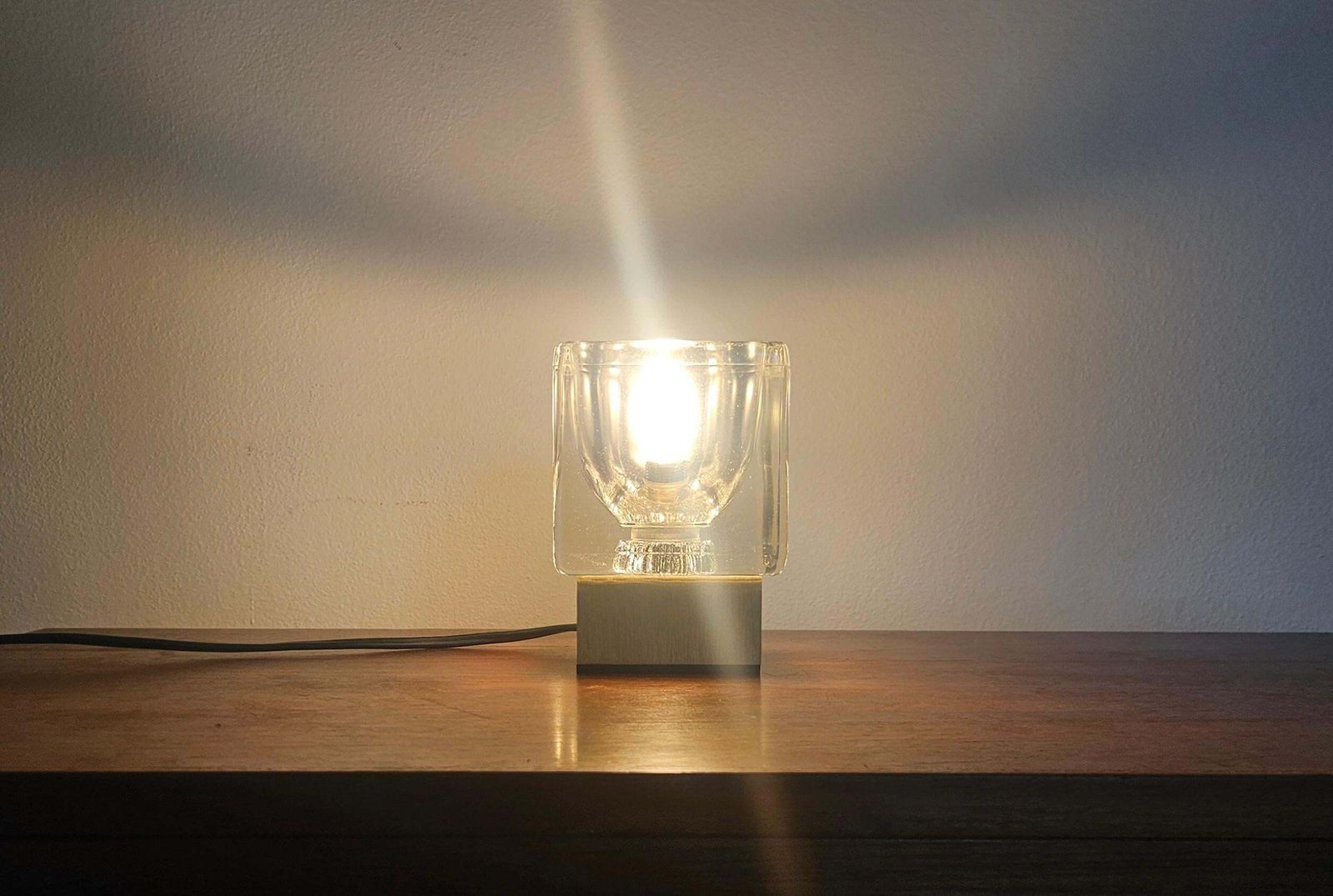 388.0 Midcentury Rare Ice Cube Glass Table Lamp, Peill & Putzler, Germany, 1970s photo