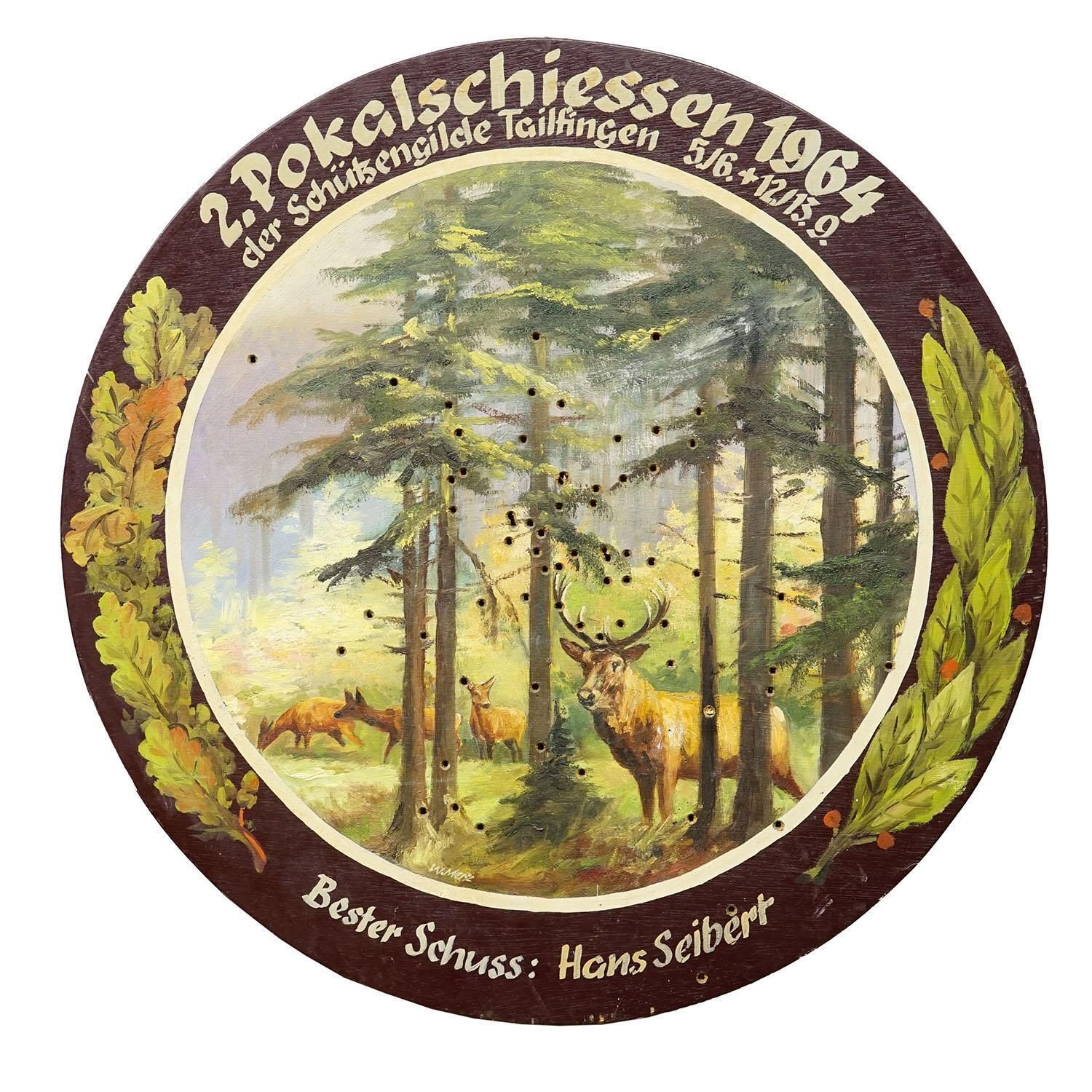Vintage ereschijf met bosscène, Duitsland 1964 photo furniture