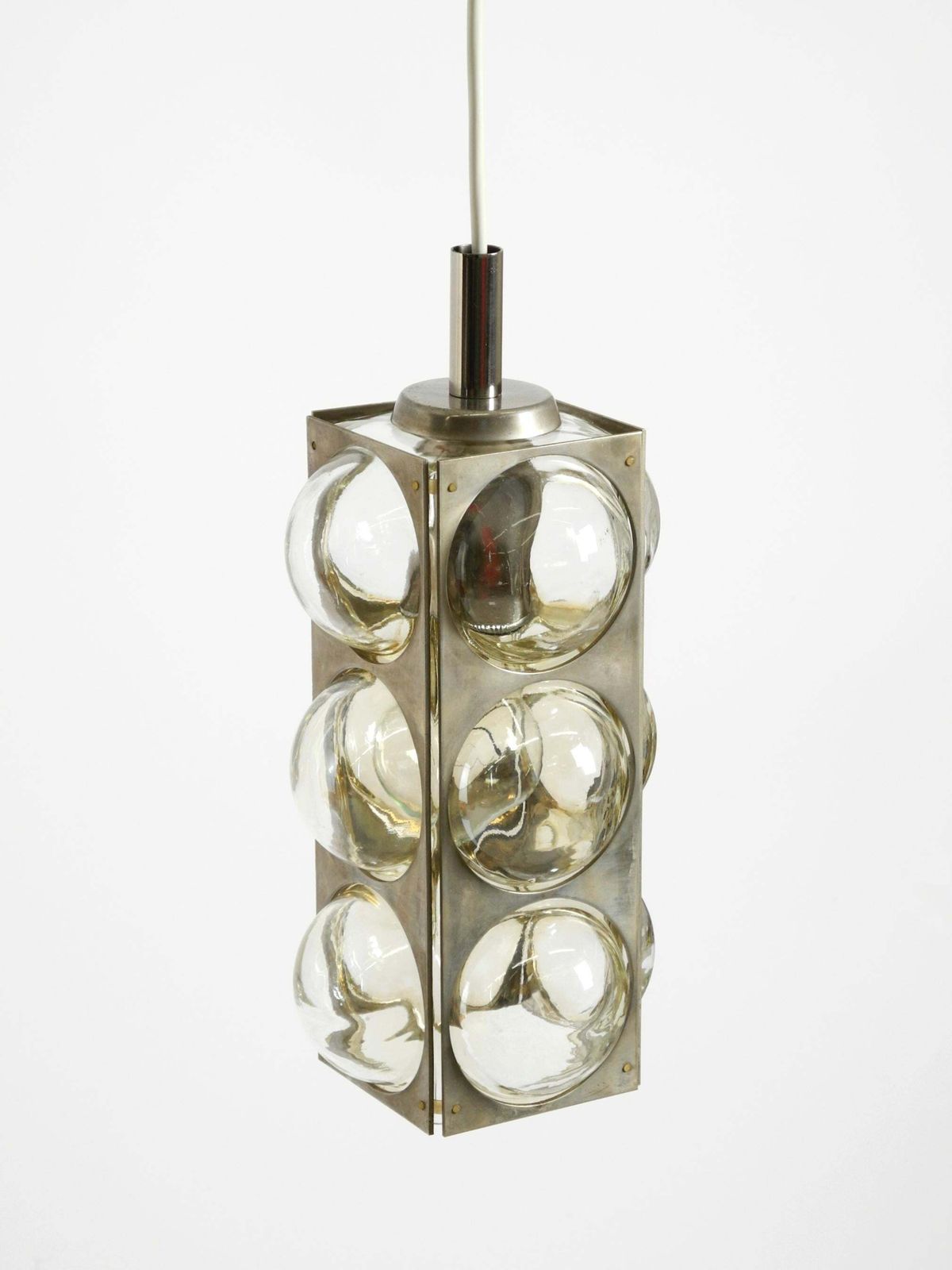 1960s Space Age Pendant Lamp By Temde, Made Of Glass And Nickel Plated Metal photo vinterior