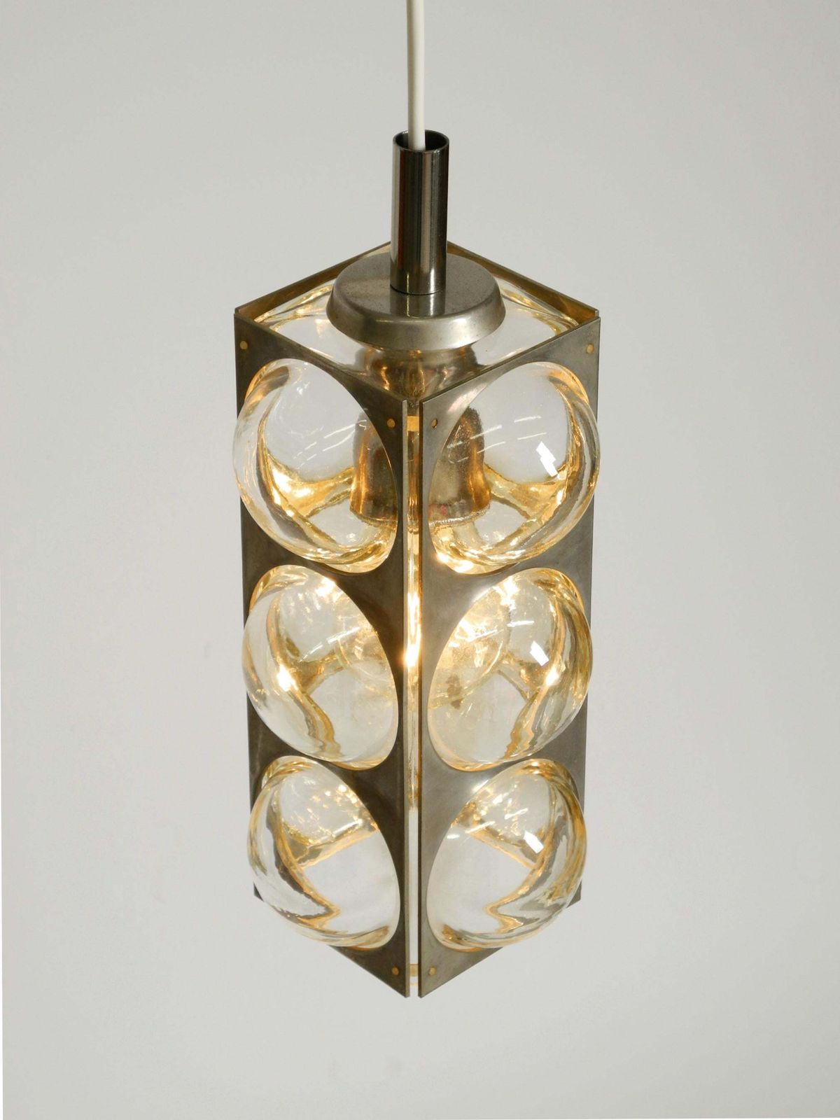 photo for sale Space Age Hanglamp uit de jaren 1960 van Temde, Glas en Vernikkeld Metaal