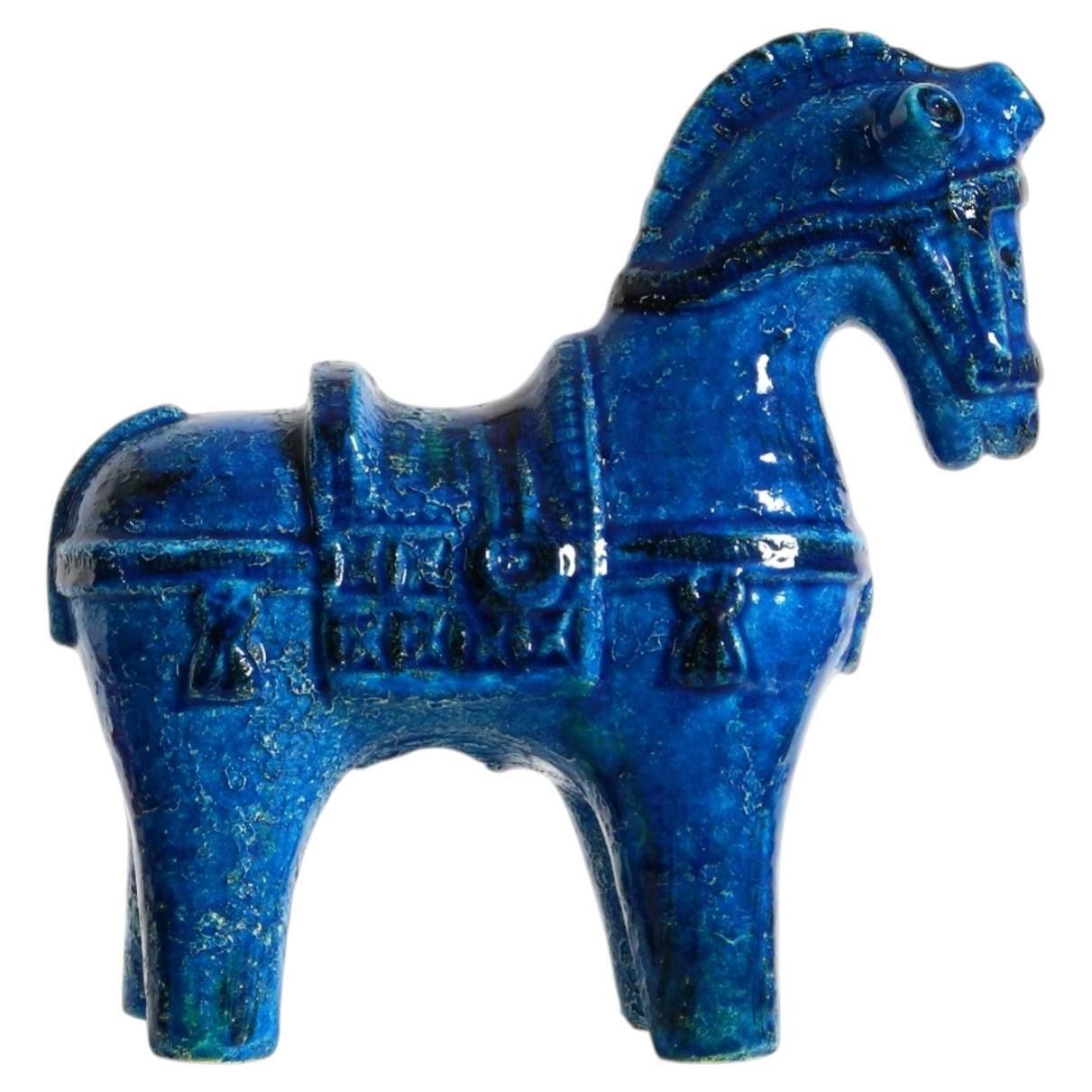 1960s Ceramic Horse From The Rimini Blue Collection By Aldo Londi For Bitossi