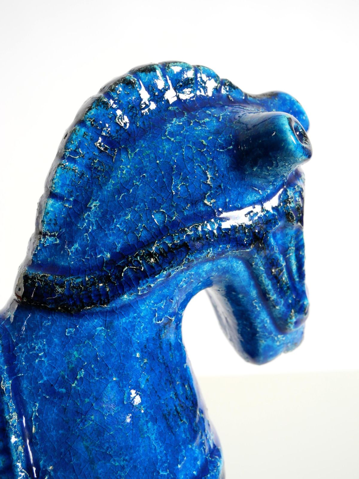 photo vinterior Keramisch paard uit de jaren 1960, Rimini Blu collectie, Aldo Londi voor Bitossi