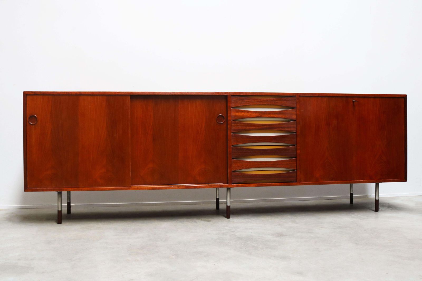 photo furniture Rare Arne Vodder Model 29a “Triennale” Sideboard In Teak For Sibast, Denmark.