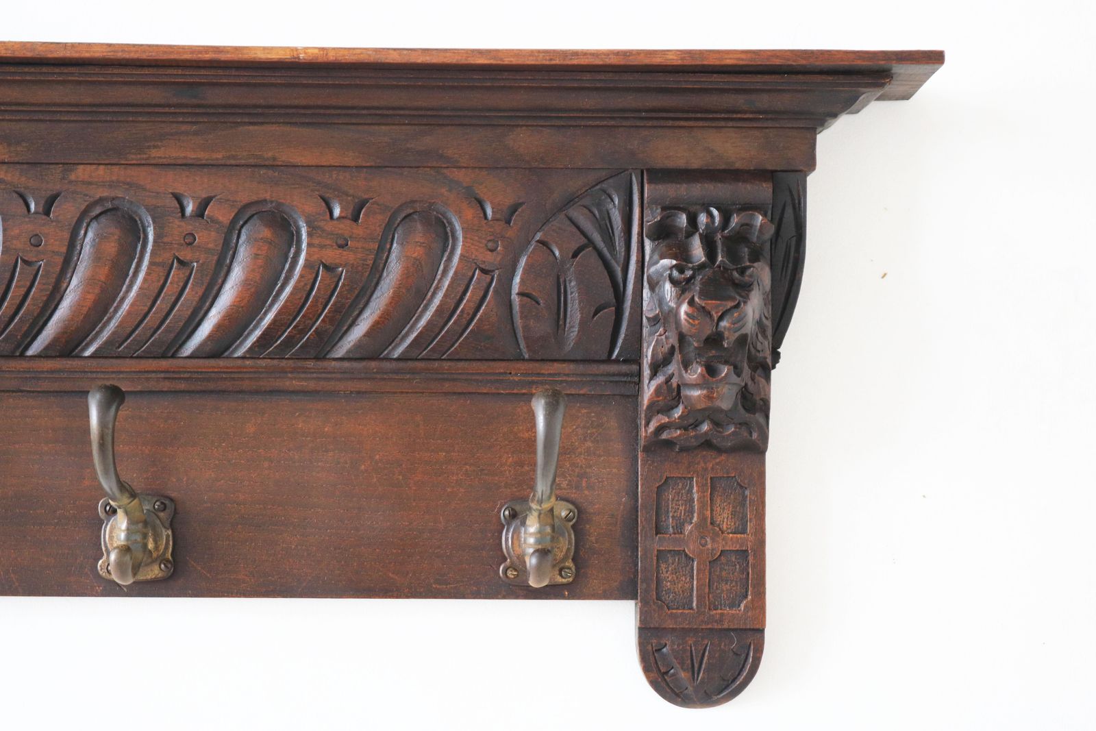 Antique Renaissance Revival Coat Rack / Hat Rack 1880 Lion Masks Carved Oak photo buy