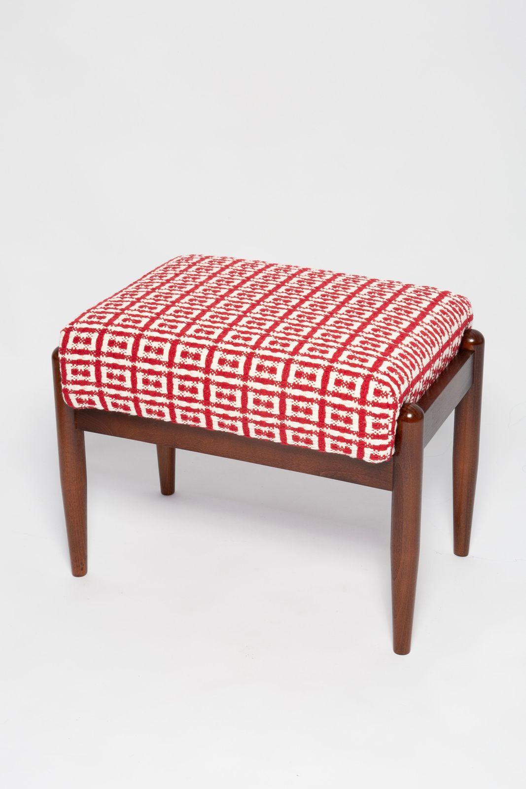 Mid Century Gfm Stool In Geometric Tweed Jacquard Dedar, E. Homa, Europe, 1960s photo furniture