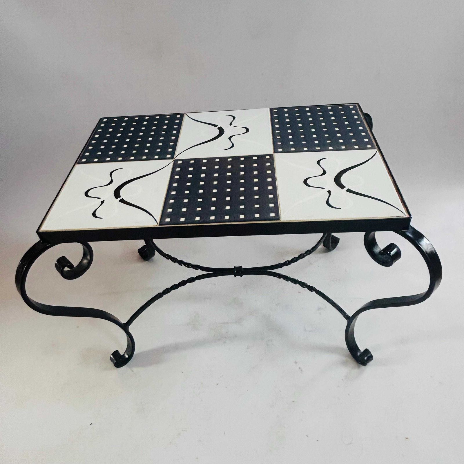 photo for sale Rare Mid Century Modern Ceramic Tile Coffee Table In The Style Of Juliette Belarti, 1960s