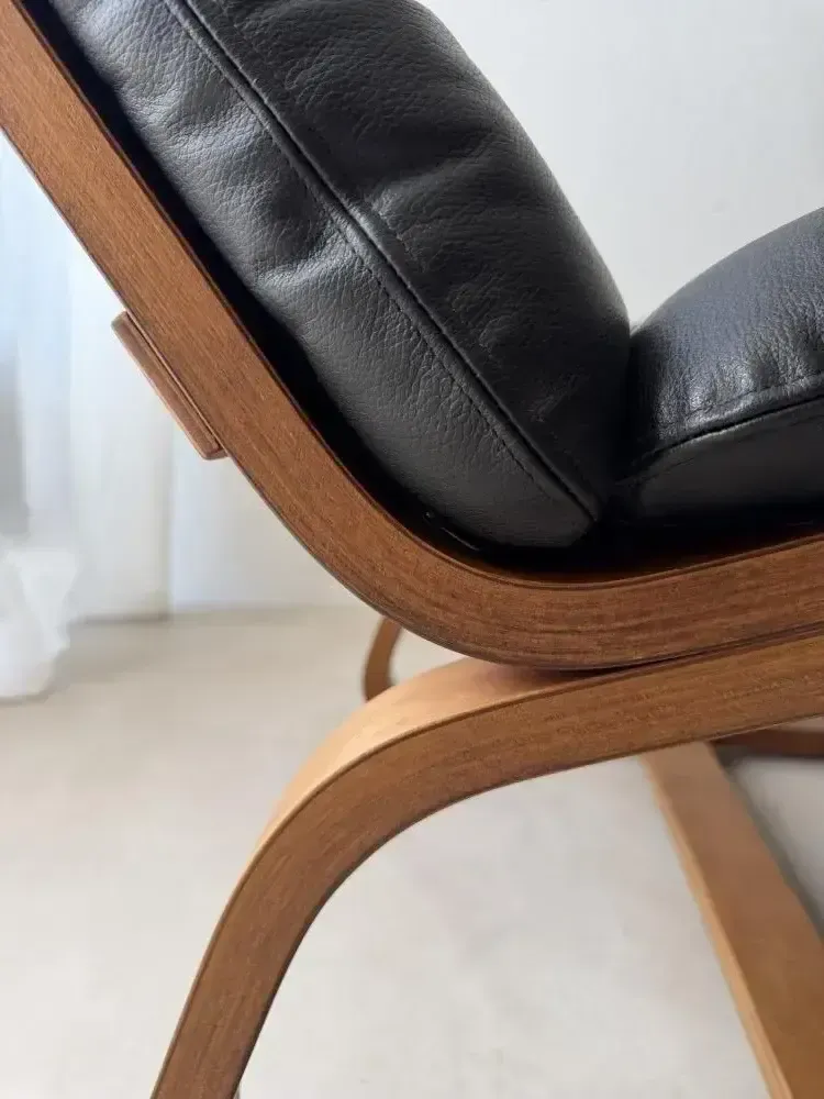 Mid-Century Fauteuil in Zwart Leer van Multiplex, jaren 1970 photo furniture