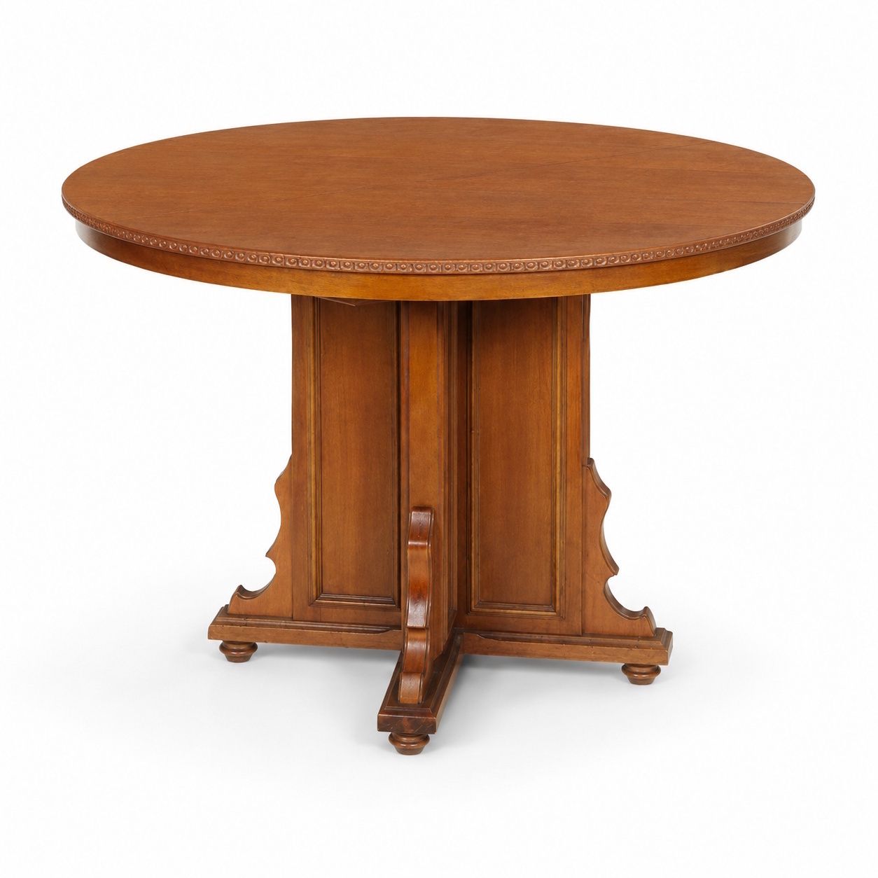 Italian Early 20th Century Eclectic Extendable Round Table In Walnut photo furniture