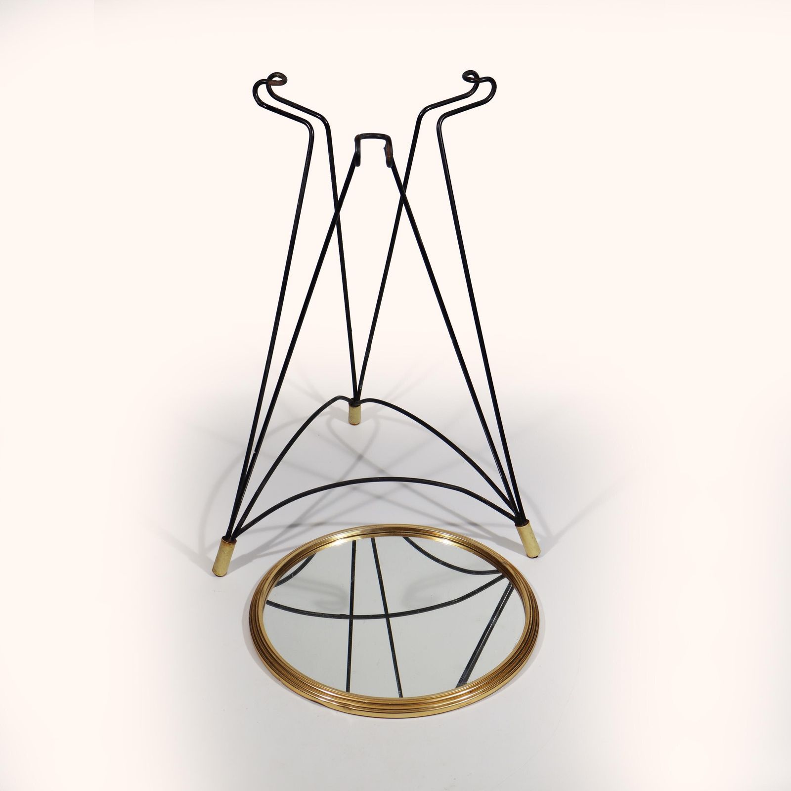 Table d'appoint tripode vintage avec plateau miroir à cadre doré photo buy