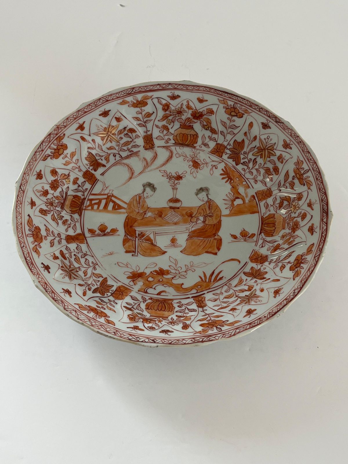 Chinese Kangxi Period Hand Painted Rouge De Fer Figural Plate, Circa 1710 photo furniture