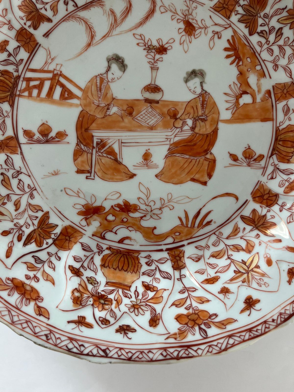 Chinese Kangxi Period Hand Painted Rouge De Fer Figural Plate, Circa 1710 photo buy