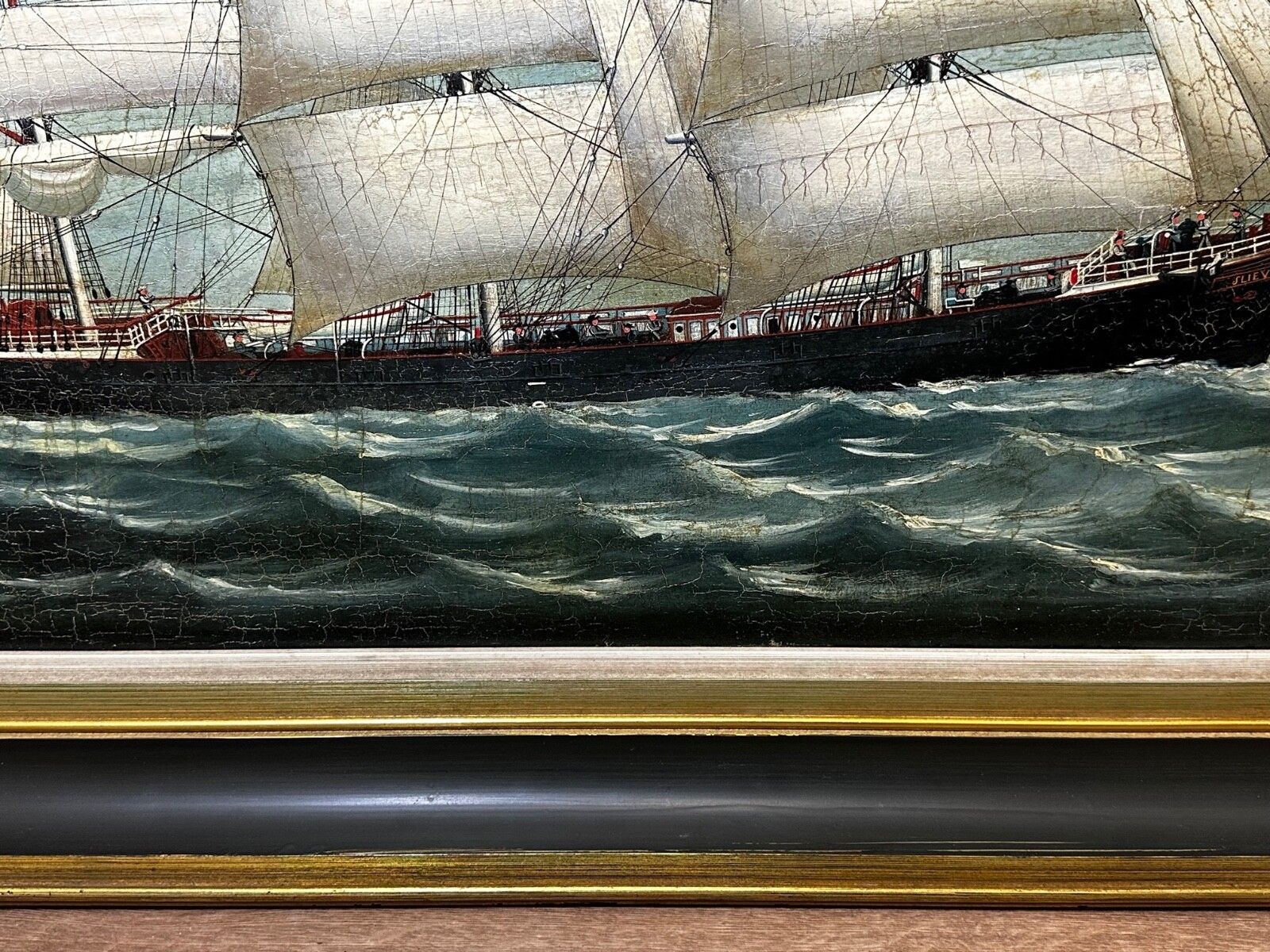 Groot 19e eeuws olieverfchilderij, marine, clipper juteschip Slieve Roe voor Calcutta photo vinterior