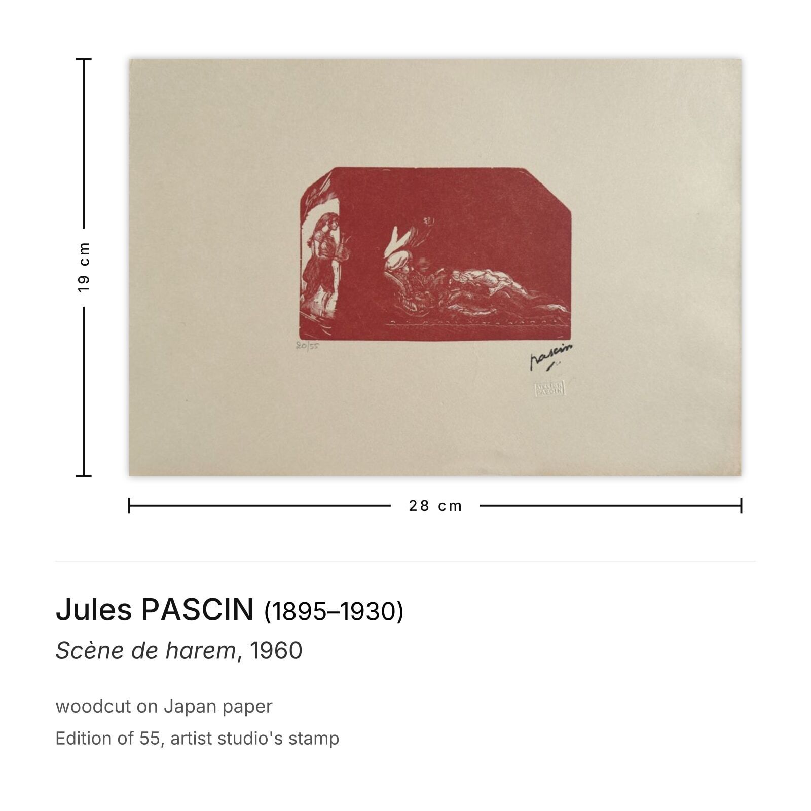 Jules Pascin Woodcut Scène De Harem 1960 photo furniture