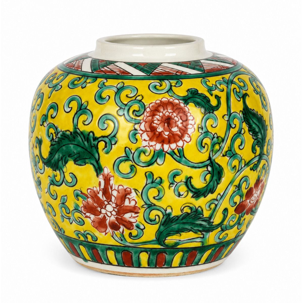 Chinese Famille Verte Style Porcelain Ginger Jar, 1970's
