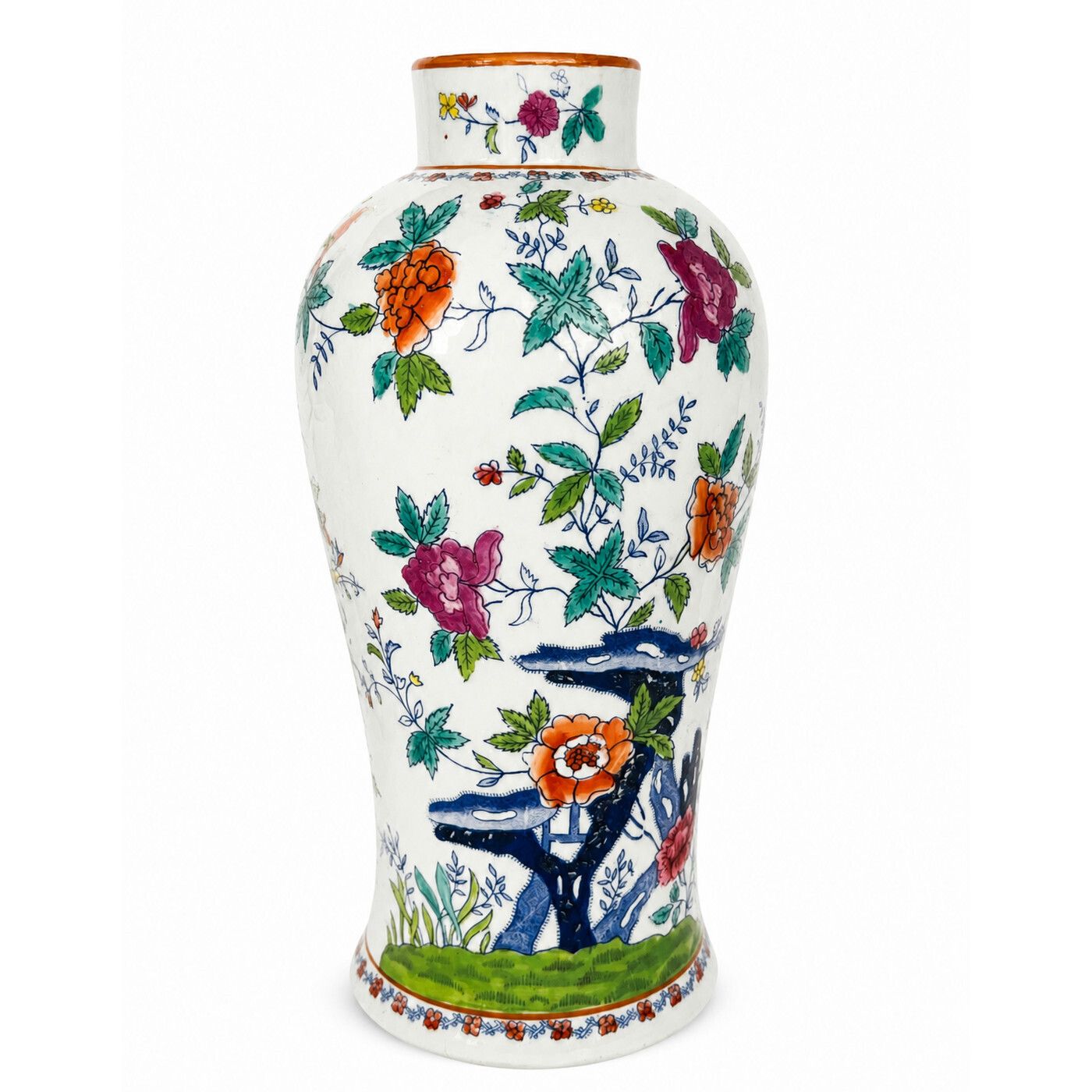 Chinese Famille Rose Porcelain Vase, Late 20th Century.