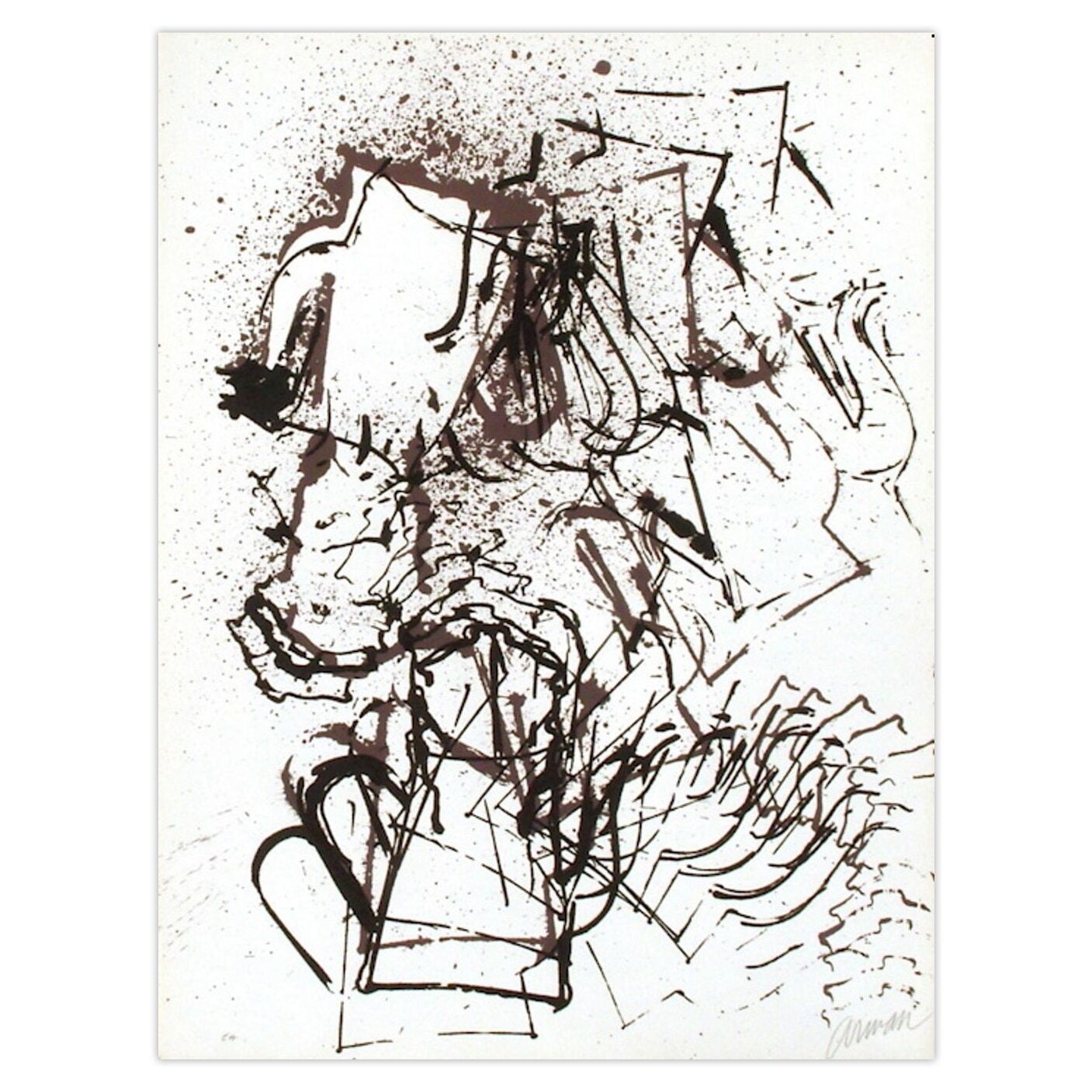 Fernandez Arman Gesigneerde Lithografie L'intérieur Des Choses : La Cafetière 1971