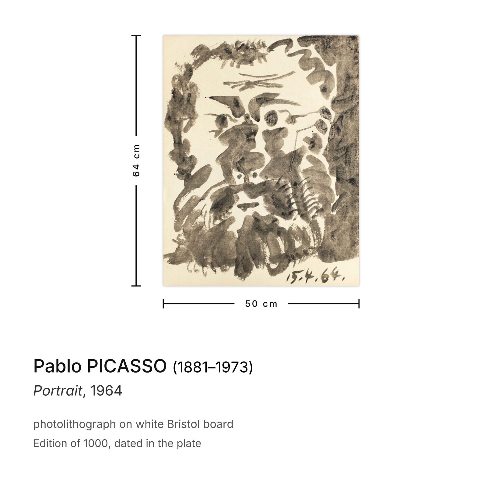 Pablo Picasso Lithografie Portret 1964 photo furniture
