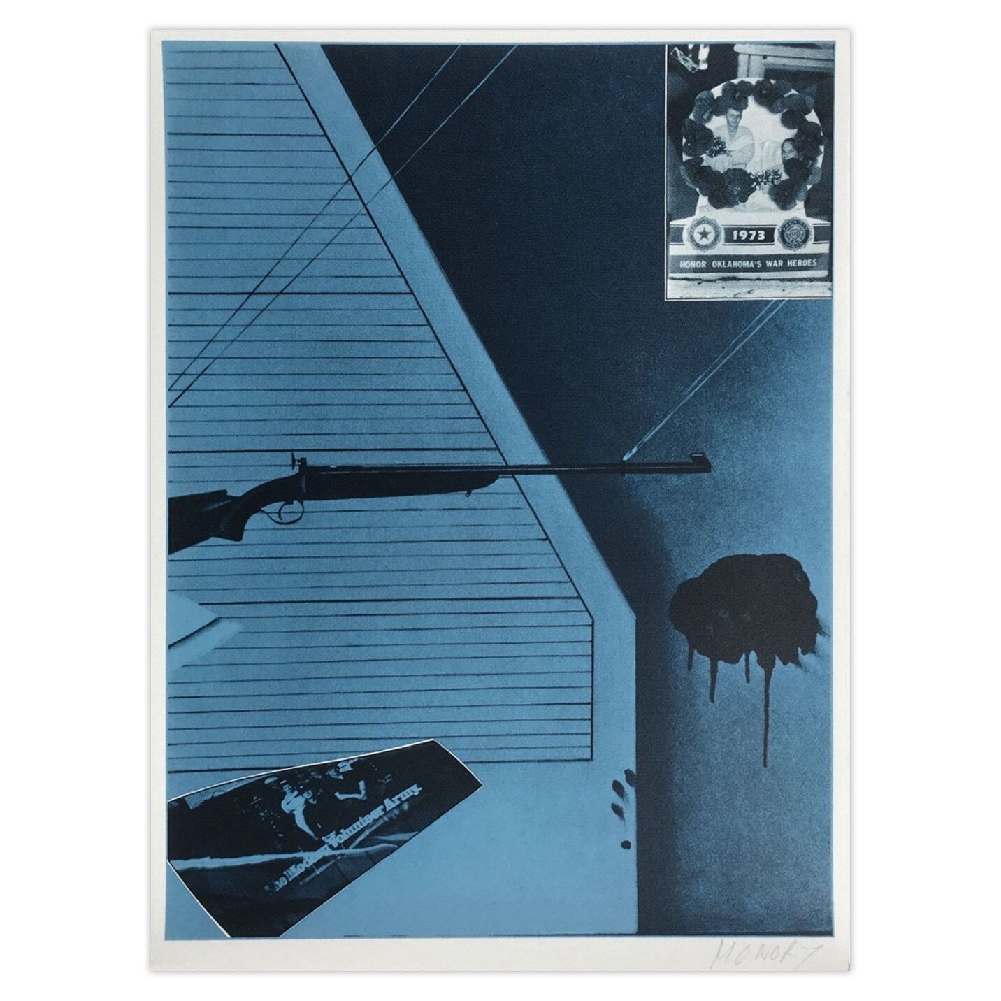 Jacques Monory Gesigneerde Zeefdruk Bicentenaire Kit   USA 76   09 (Honor Oklahoma's War Heroes)