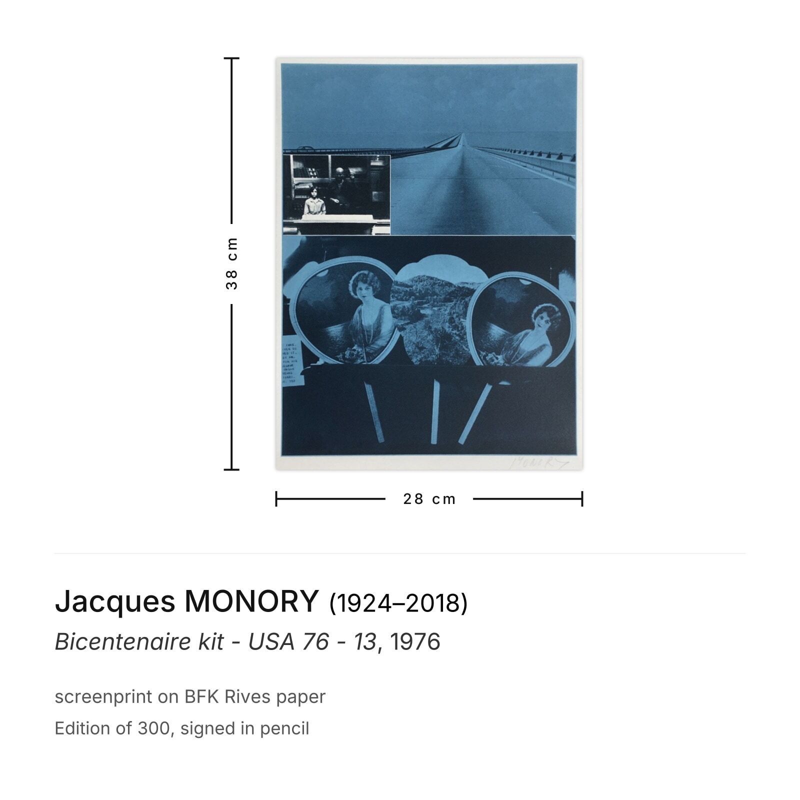 Jacques Monory Gesigneerde Zeefdruk Bicentenaire Kit   USA 76   13 photo furniture