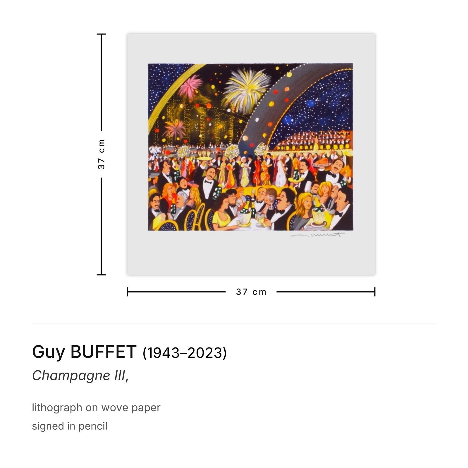 Guy Buffet Gesigneerde Lithografie Champagne III photo furniture