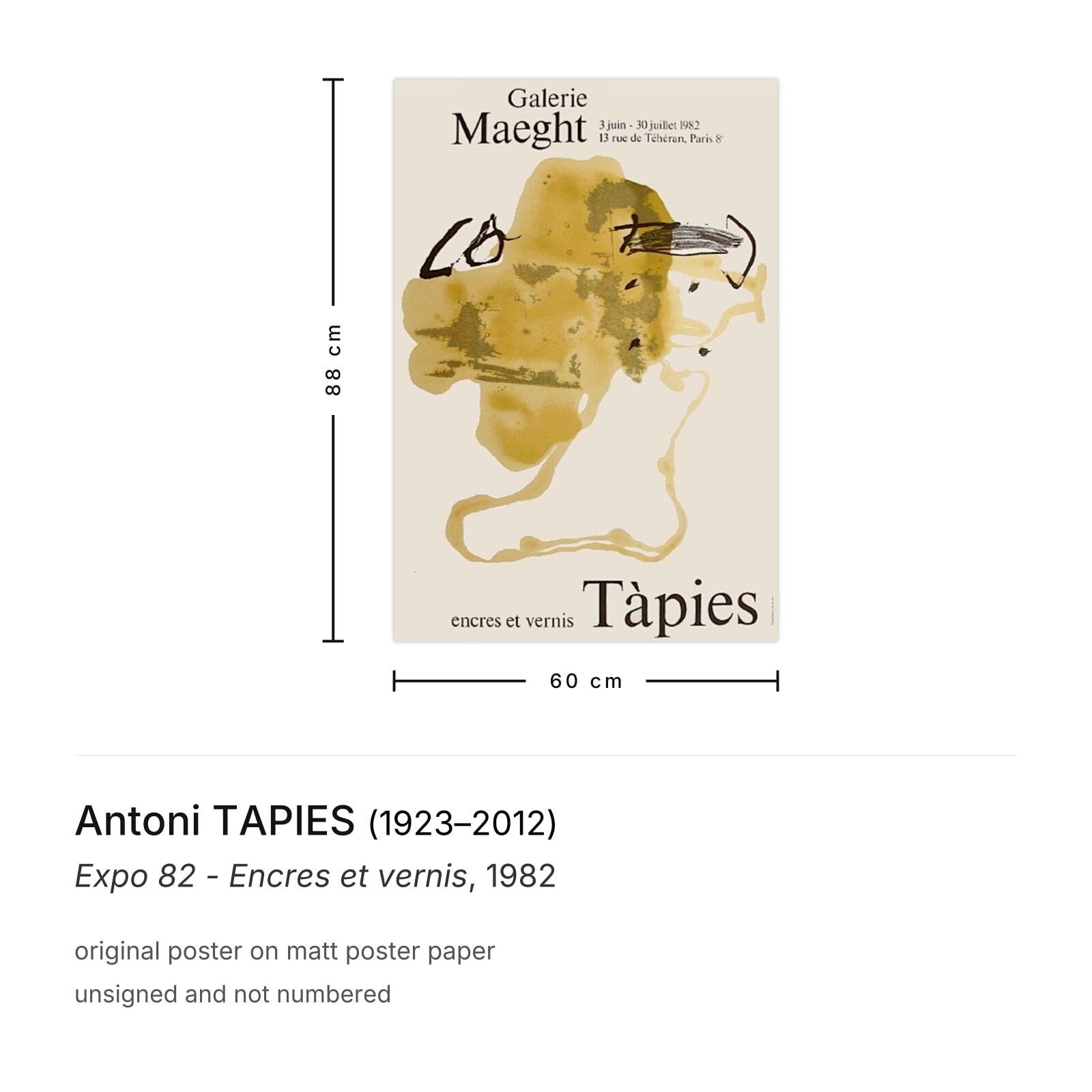 Antoni Tapies Poster Expo 82   Encres Et Vernis photo furniture