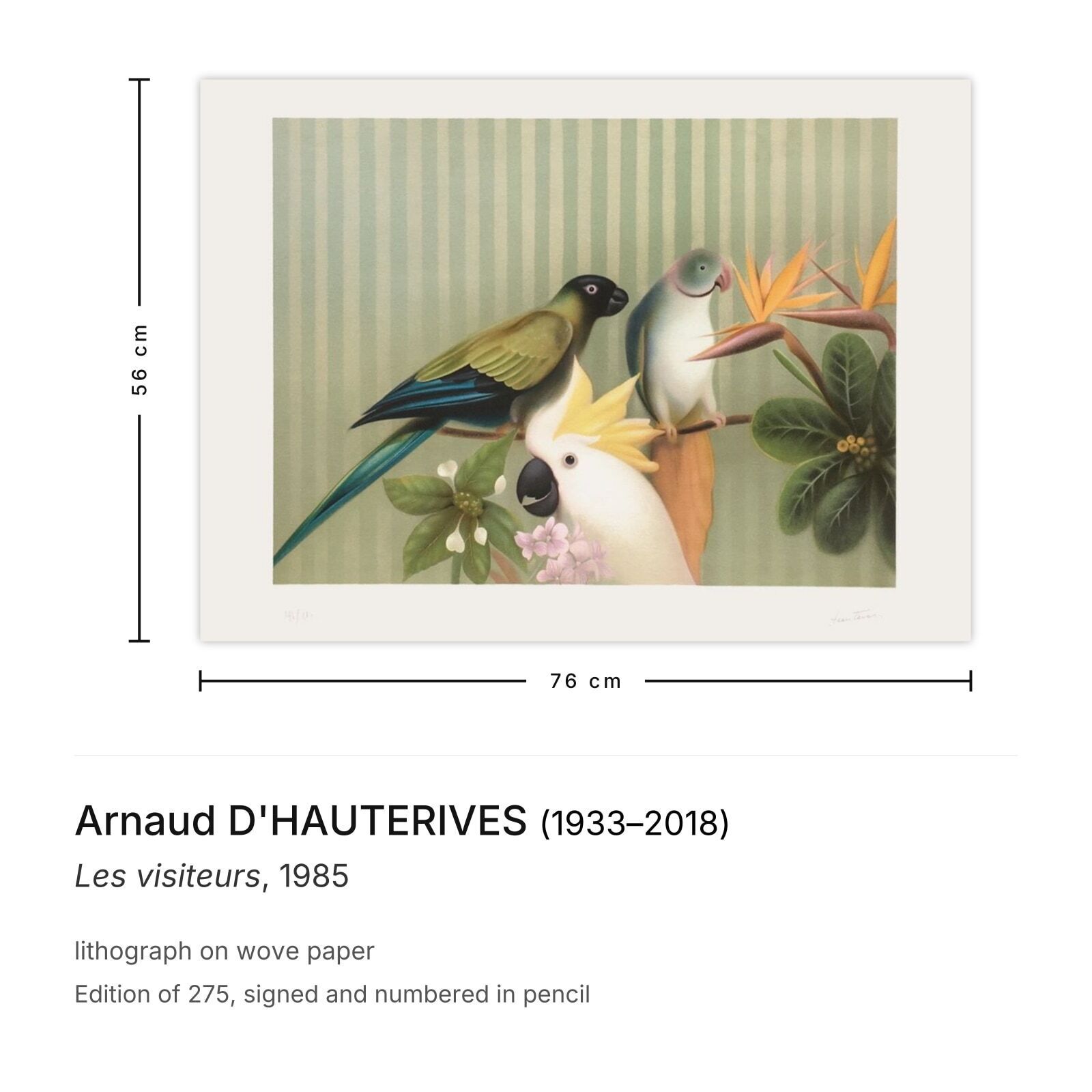 Arnaud D'hauterives Gesigneerde Lithografie Les Visiteurs 1985 photo furniture
