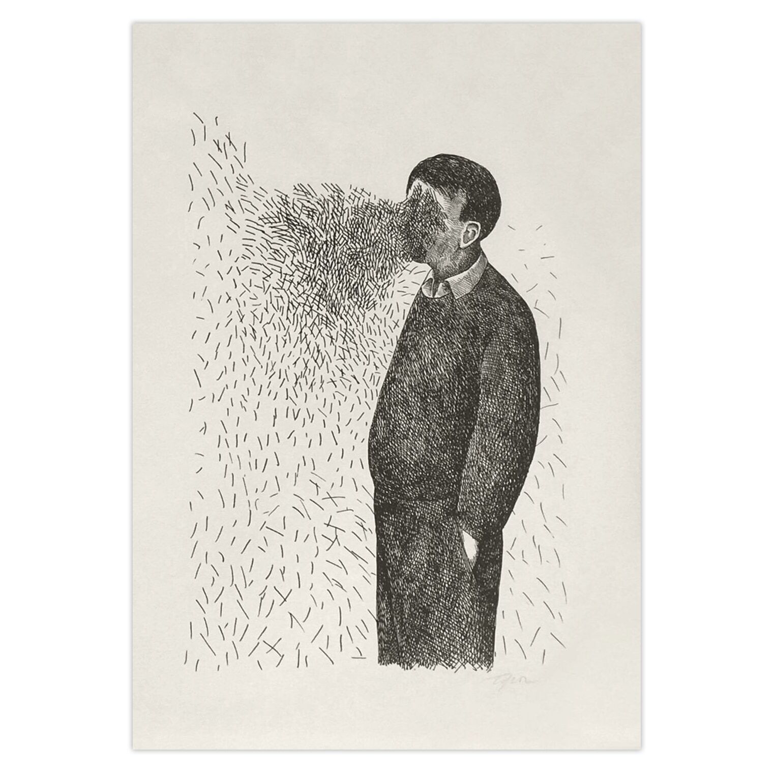 Roland Topor Signed Lithograph Le Vent 1974