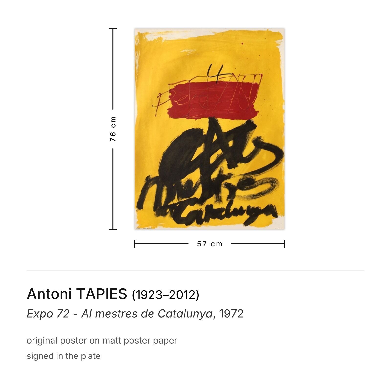 Antoni Tapies Poster Expo 72 Al Mestres De Catalunya photo furniture