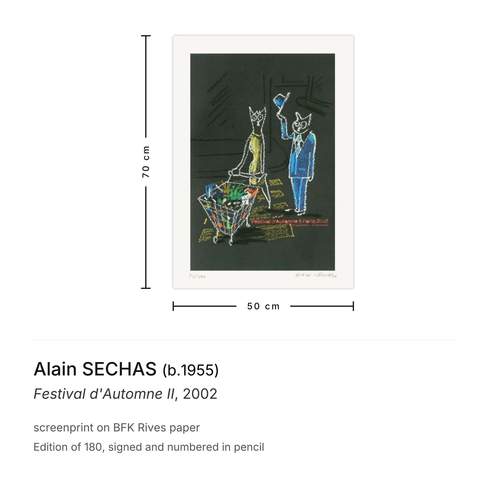 Alain Sechas Gesigneerde Zeefdruk Festival D'automne II 2002 photo furniture