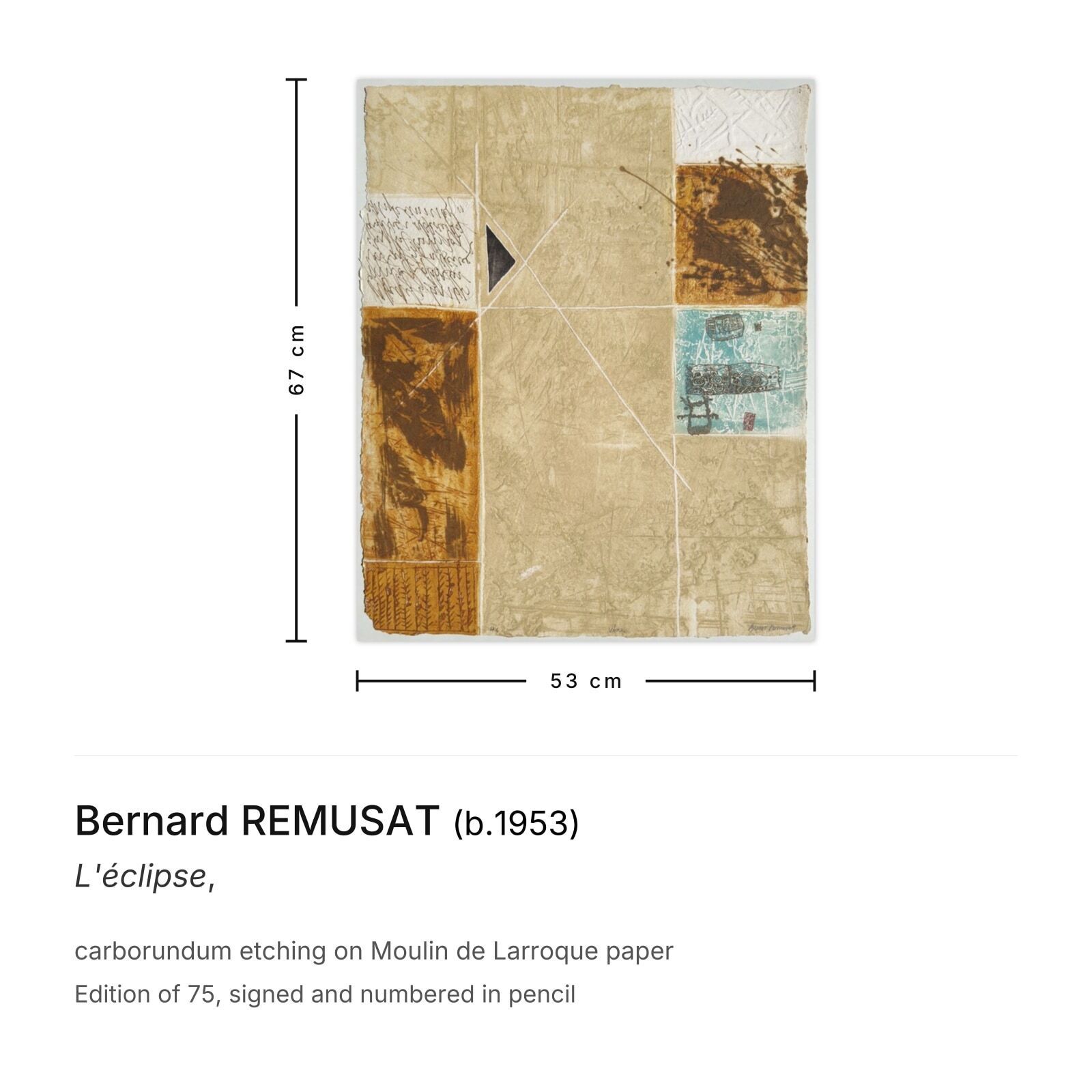 Bernard Remusat Gesigneerde Carborundum Ets L'éclipse photo furniture