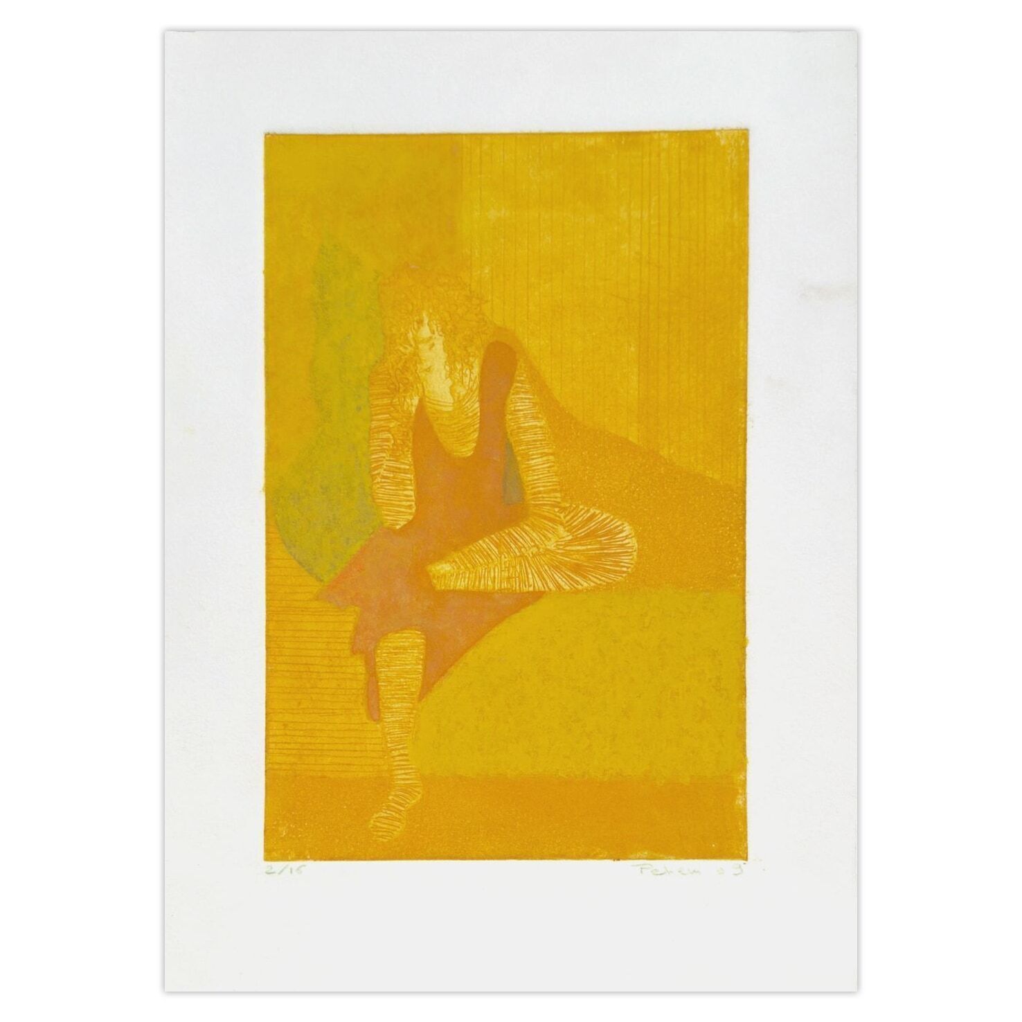 Monique Pehem (Breton Prouté) Signed Etching Pensive 2009