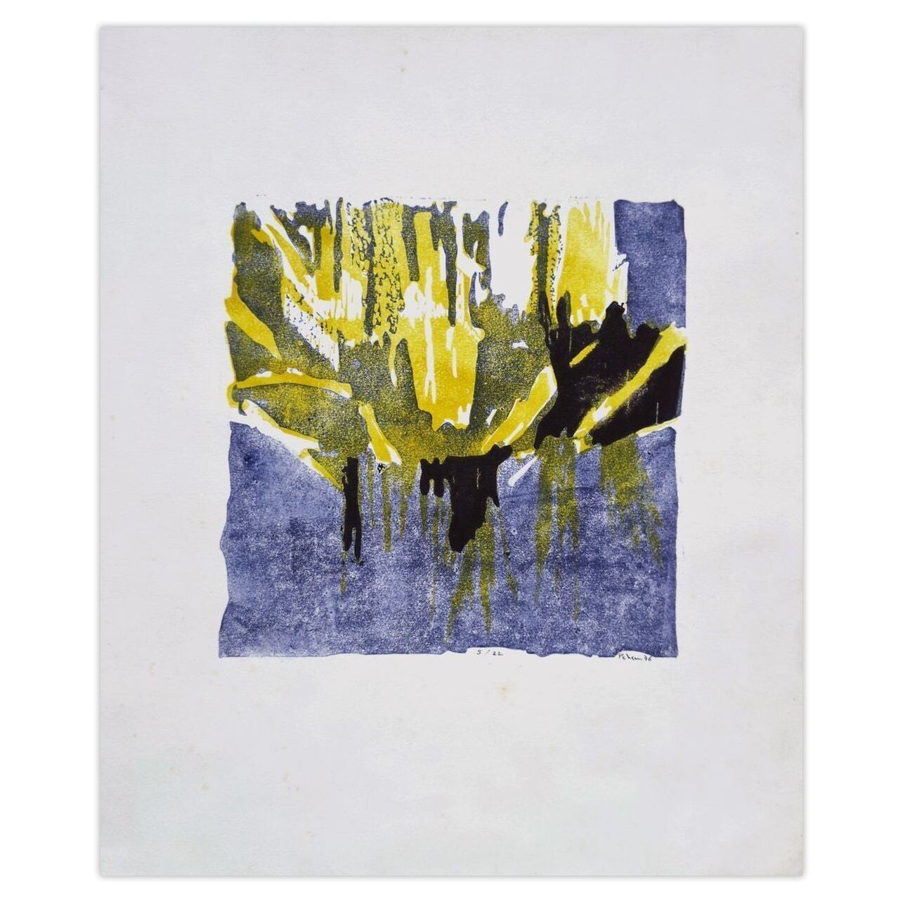Monique Pehem (Breton Prouté) Gesigneerde Linosnede Reflet 1976