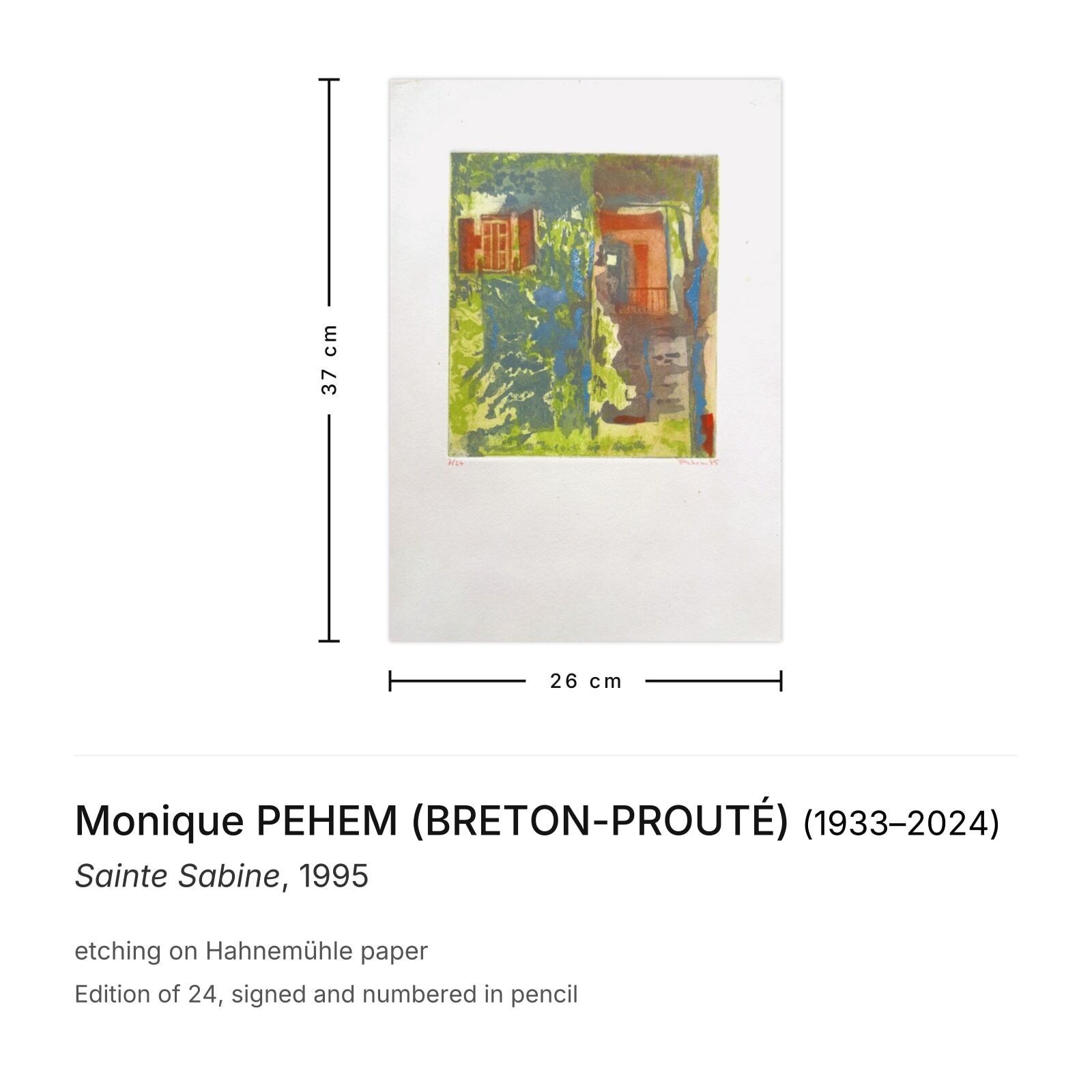 Monique Pehem (Breton Prouté) Gesigneerde Ets Sainte Sabine 1995 photo furniture