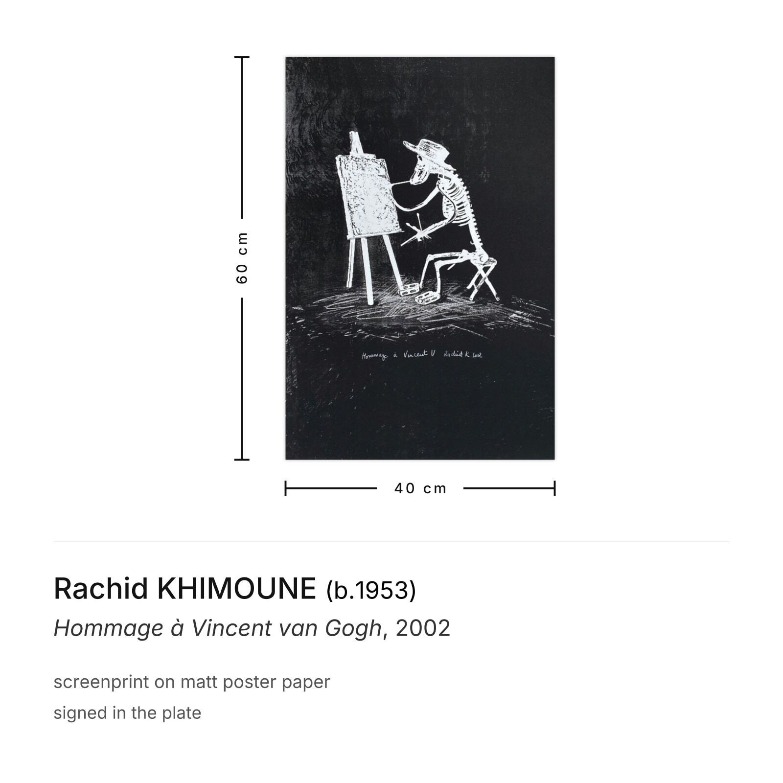 Rachid Khimoune Zeefdruk Hommage à Vincent Van Gogh 2002 photo furniture
