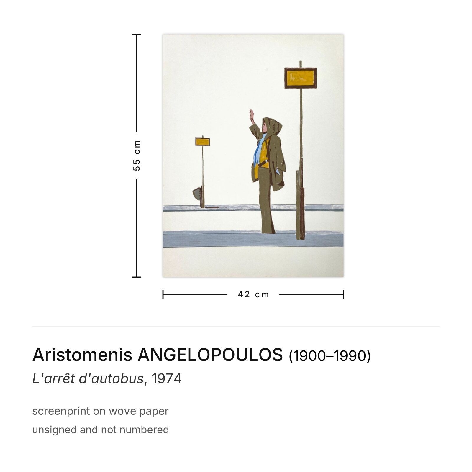 Aristomenis Angelopoulos Zeefdruk L'arrêt D'autobus 1974 photo furniture